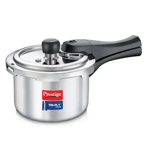 Prestige Svachh Triply Induction Base Outer Lid Pressure Cooker - Deep Lid, Spillage Control, 5-Year Warranty
