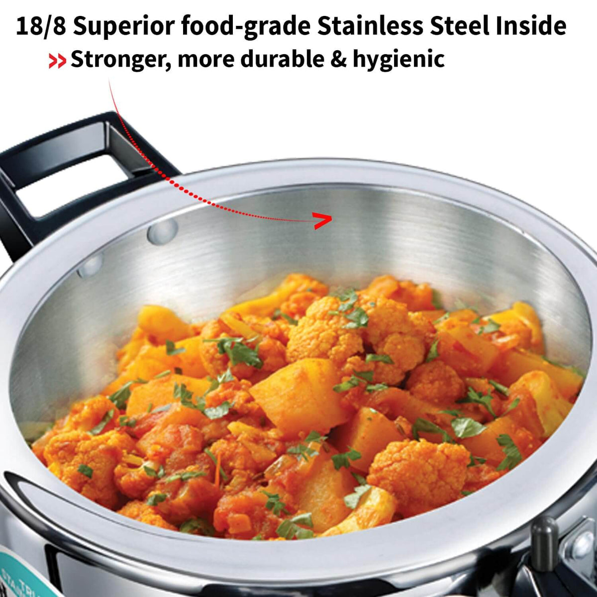 Hawkins Triply Stainless Steel Pressure Cooker - Inner Lid, Induction Compatible with 3mm Extra-Thick Base