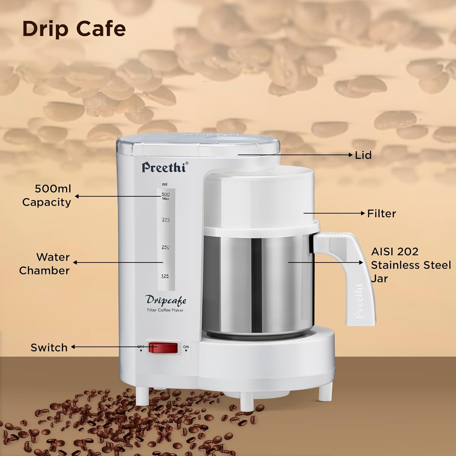 Preethi Dripcafe coffee maker CM208 description