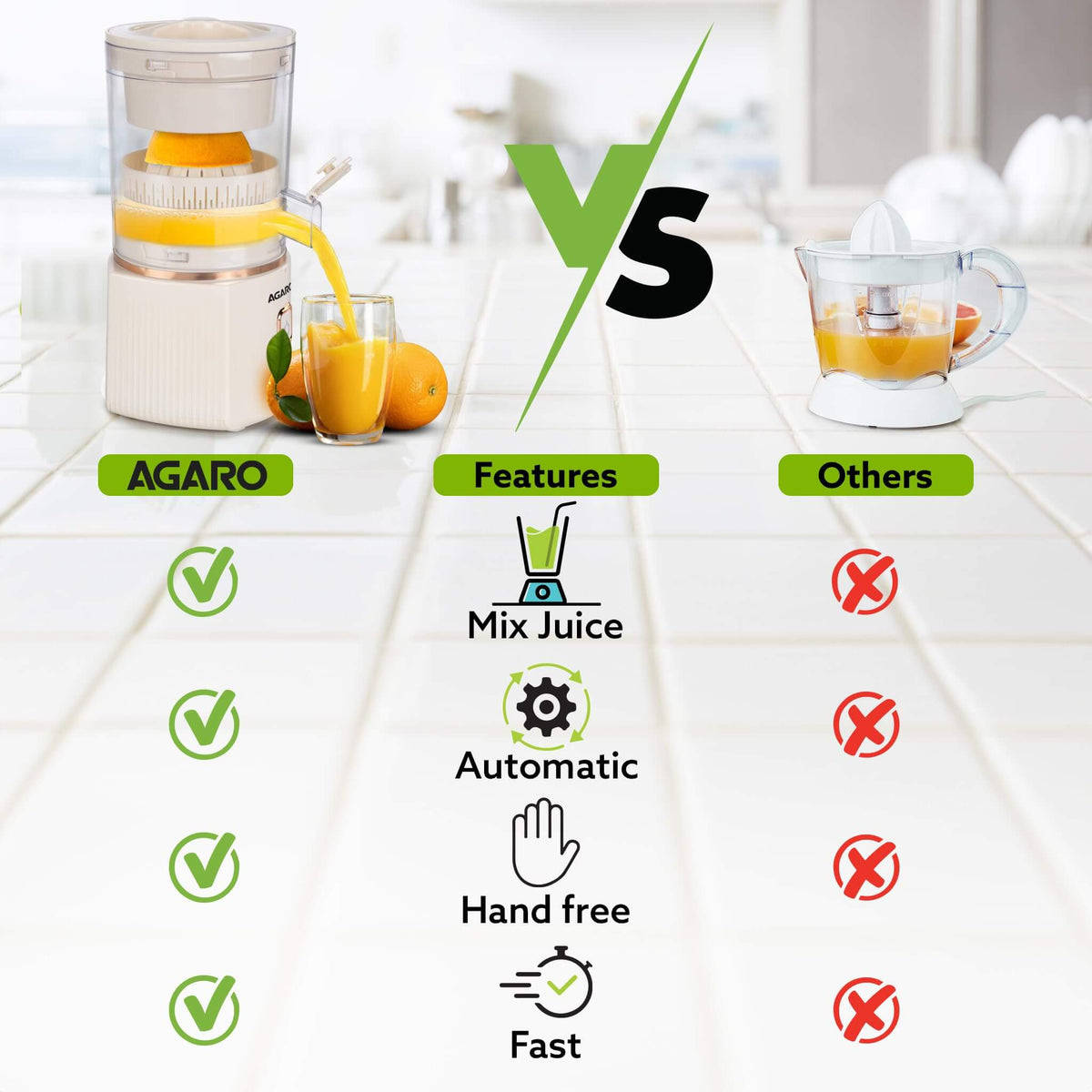 AGARO Regal Electric Citrus Juicer with freshly squeezed orange juice