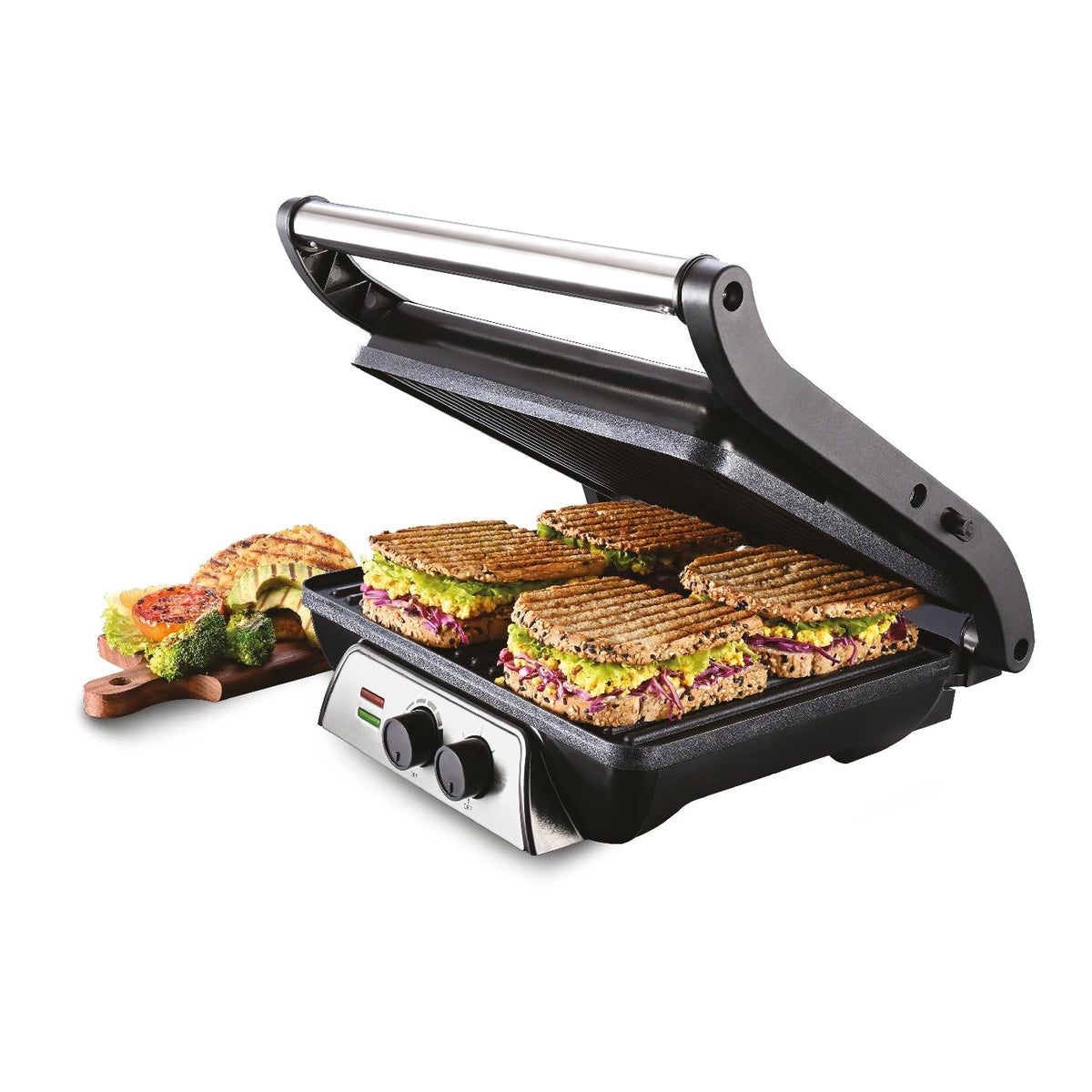 USHA iChef sandwich grill 4 slice stainless steel with temperature control
