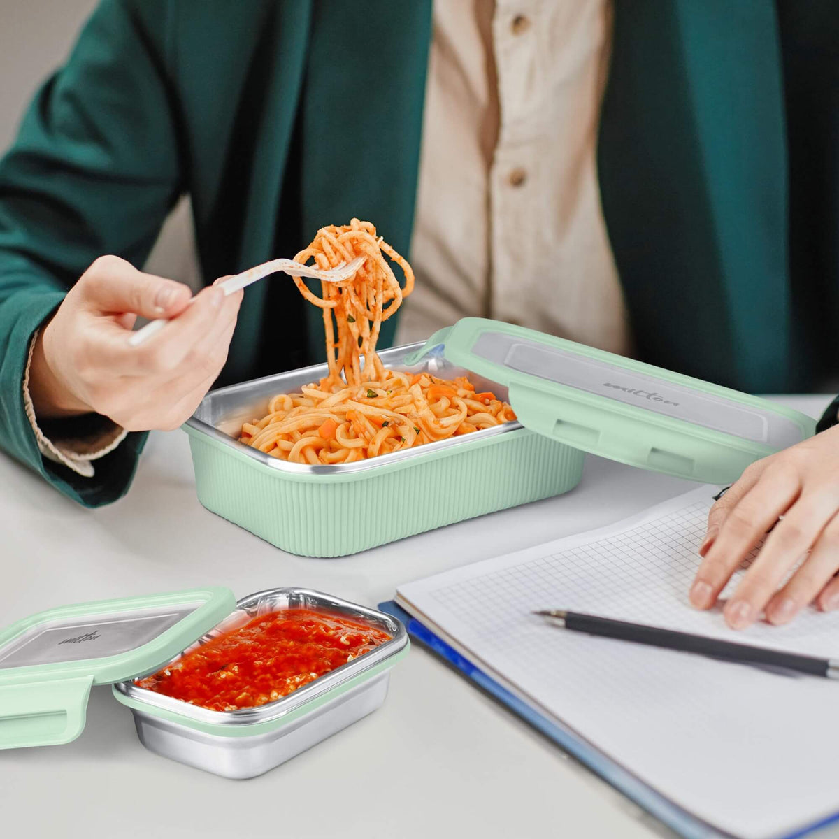 MILTON Cool Touch Epic 800 Microwave Safe Stainless Steel Tiffin Set of 2 (780ml+180ml) BPA Free