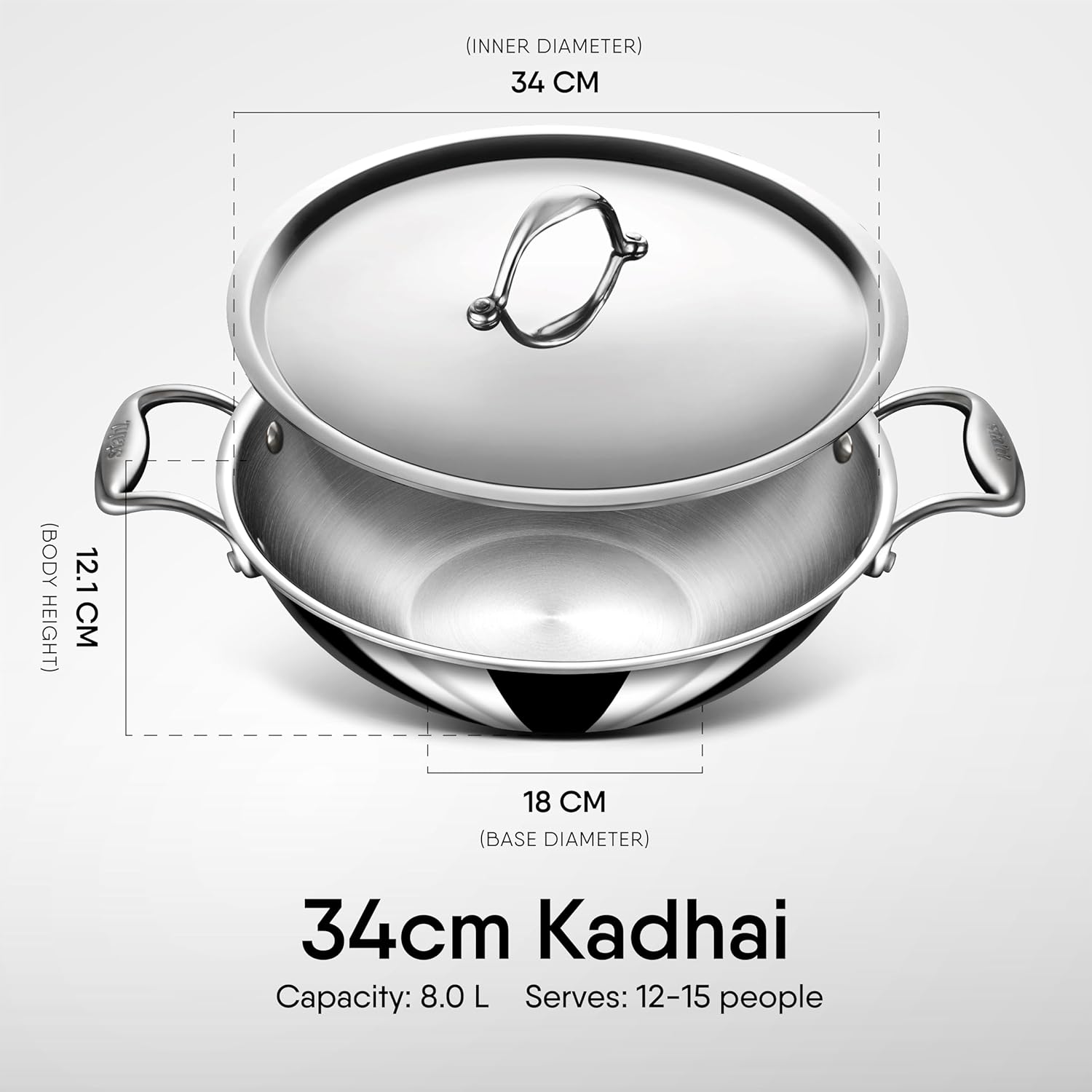 Stahl Stainless Steel Triply Artisan Kadhai