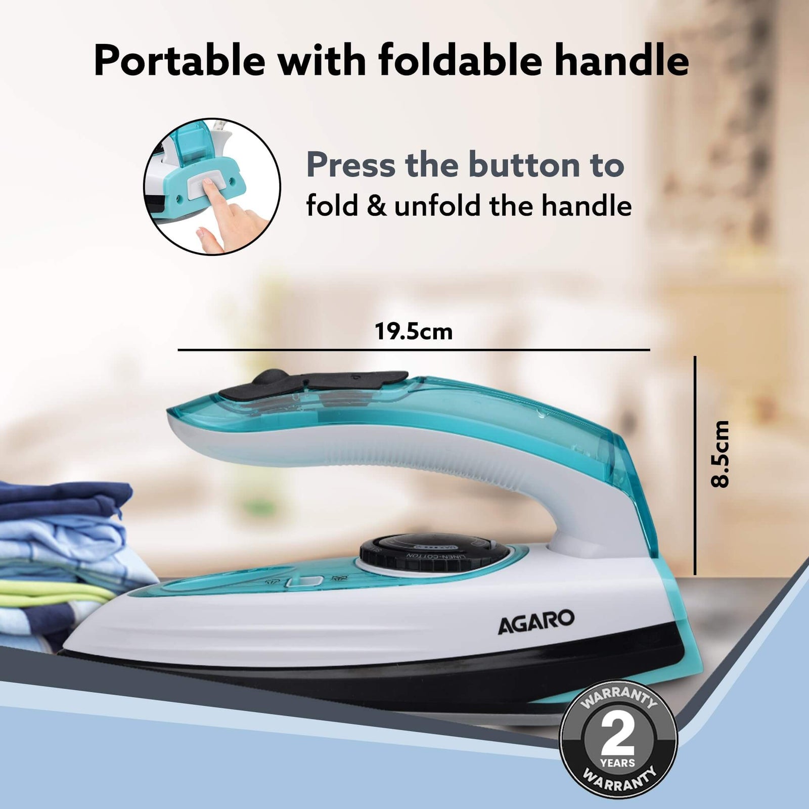AGARO Primo Travel Steam Iron – Compact & Foldable Design