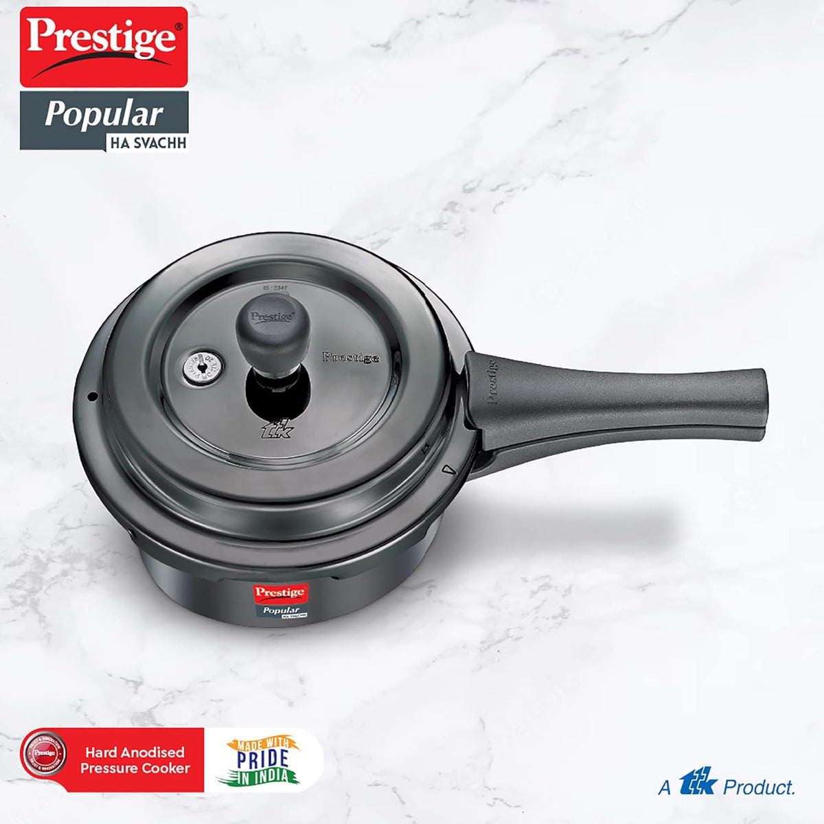 Prestige Popular Svachh Hard Anodised Outer Lid Pressure Cooker - Black