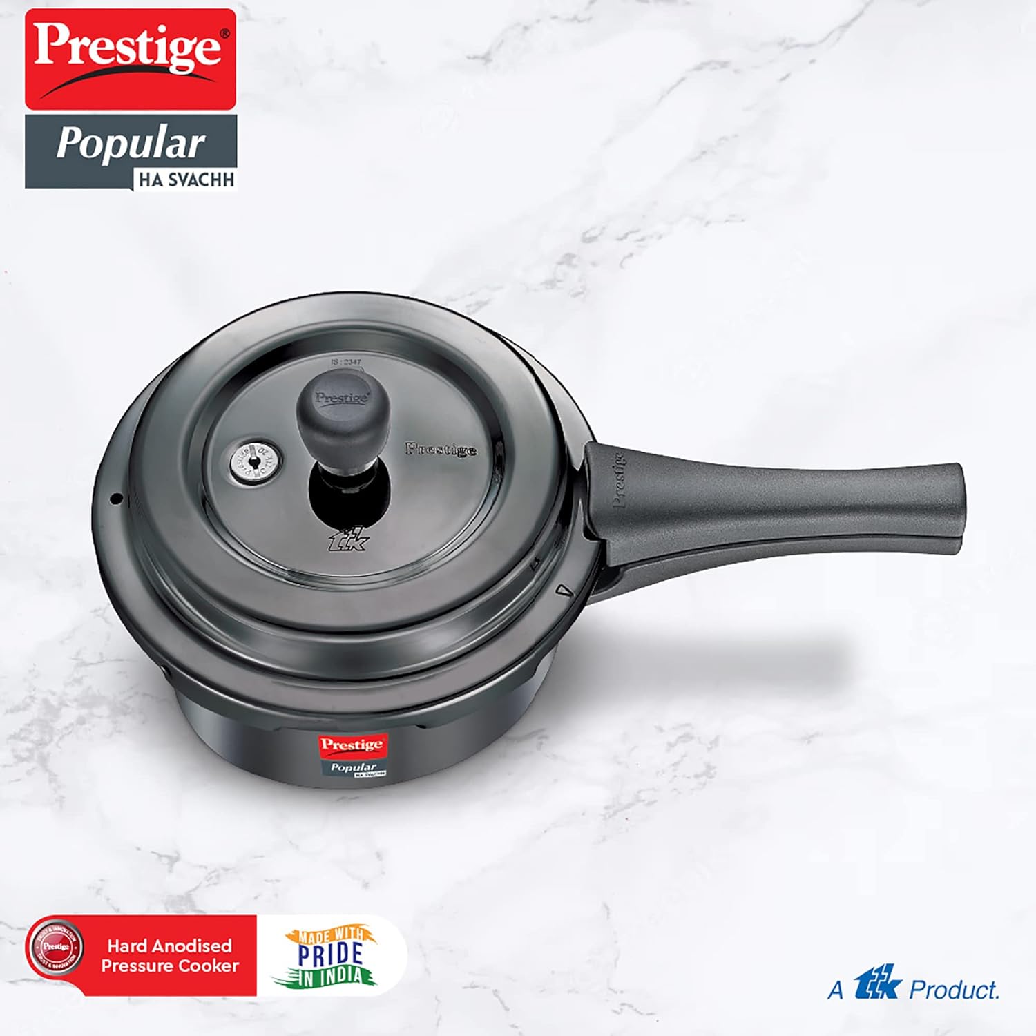 Prestige Popular Svachh Hard Anodised Outer Lid Pressure Cooker - Black