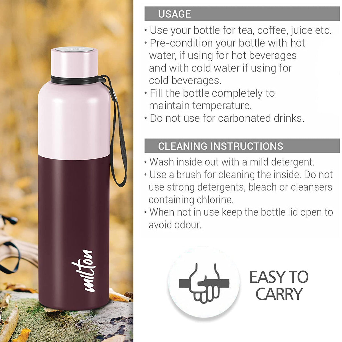 Milton Ancy 1000 Thermosteel Water Bottle, 1050 ml