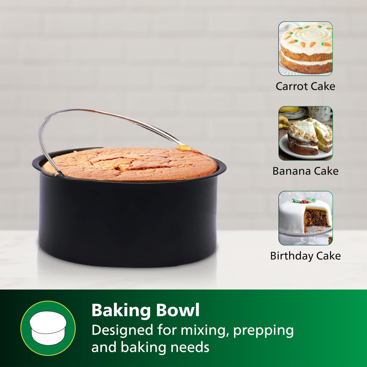 Philips Airfryer Home Baking Accessory Kit with Baking Pan, Muffin Cups and Hand Mitts, HD9810/01, Compatible with Large Airfryer