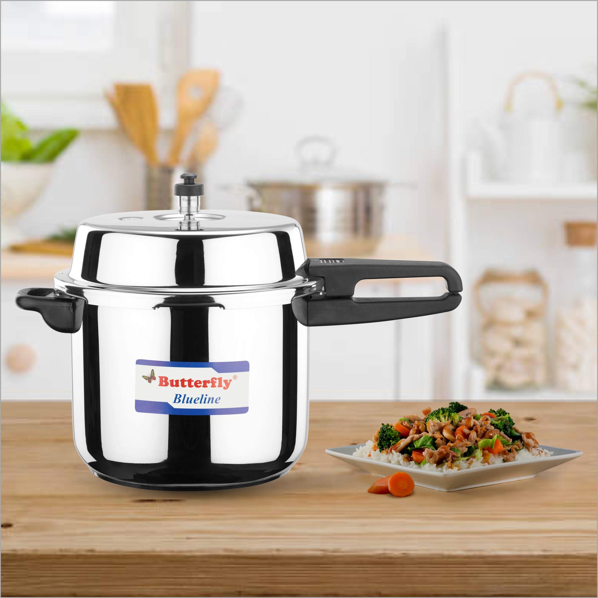 Butterfly Blue Line Stainless Steel Outer Lid Pressure Cooker, 10L