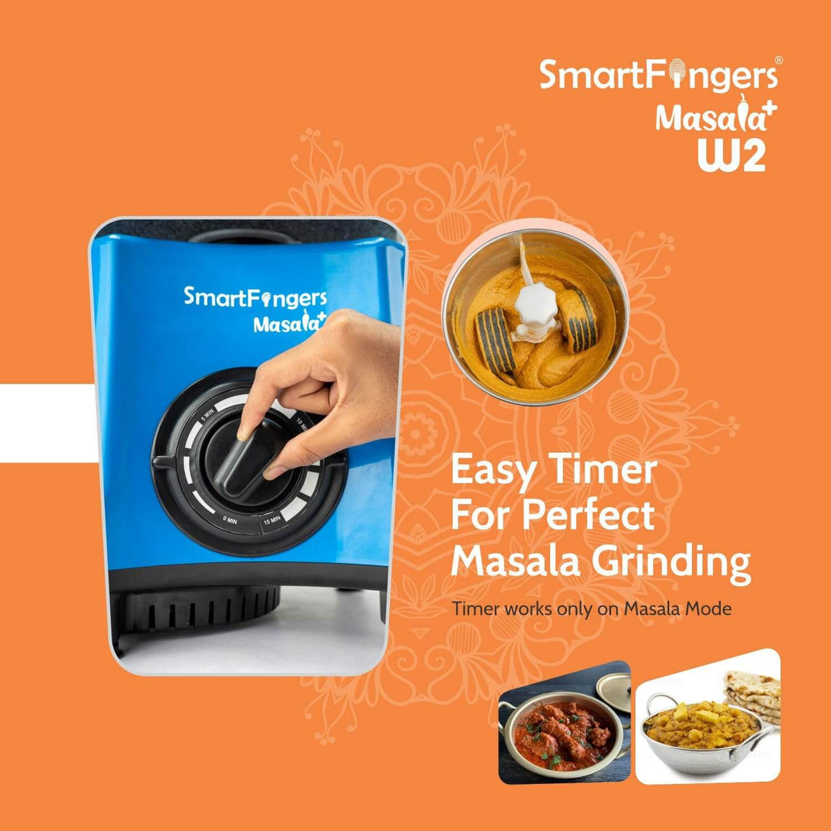 Premium stainless steel wet grinder SmartFingers Masala W2 110V USA model