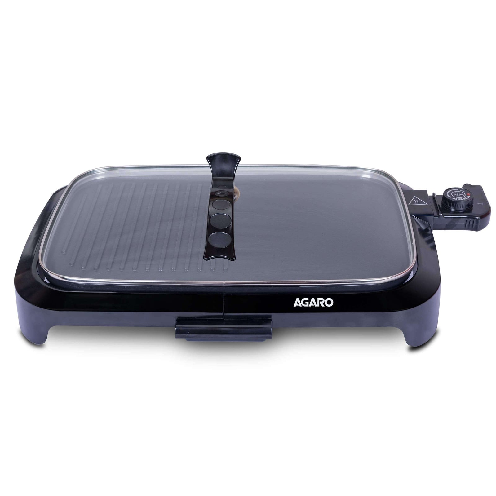 AGARO 1600 Watt Barbeque Griller with toughened glass lid in black