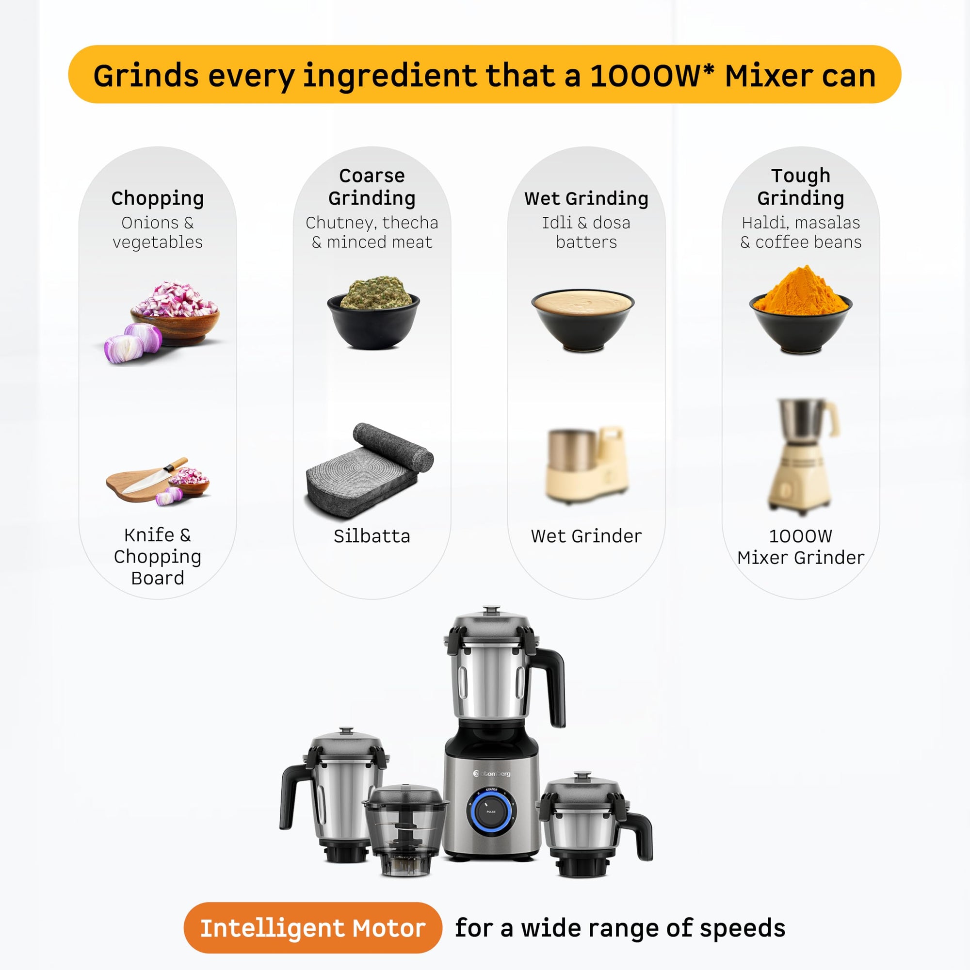 Atomberg Zenova BLDC Mixer Grinder with 4 jars a