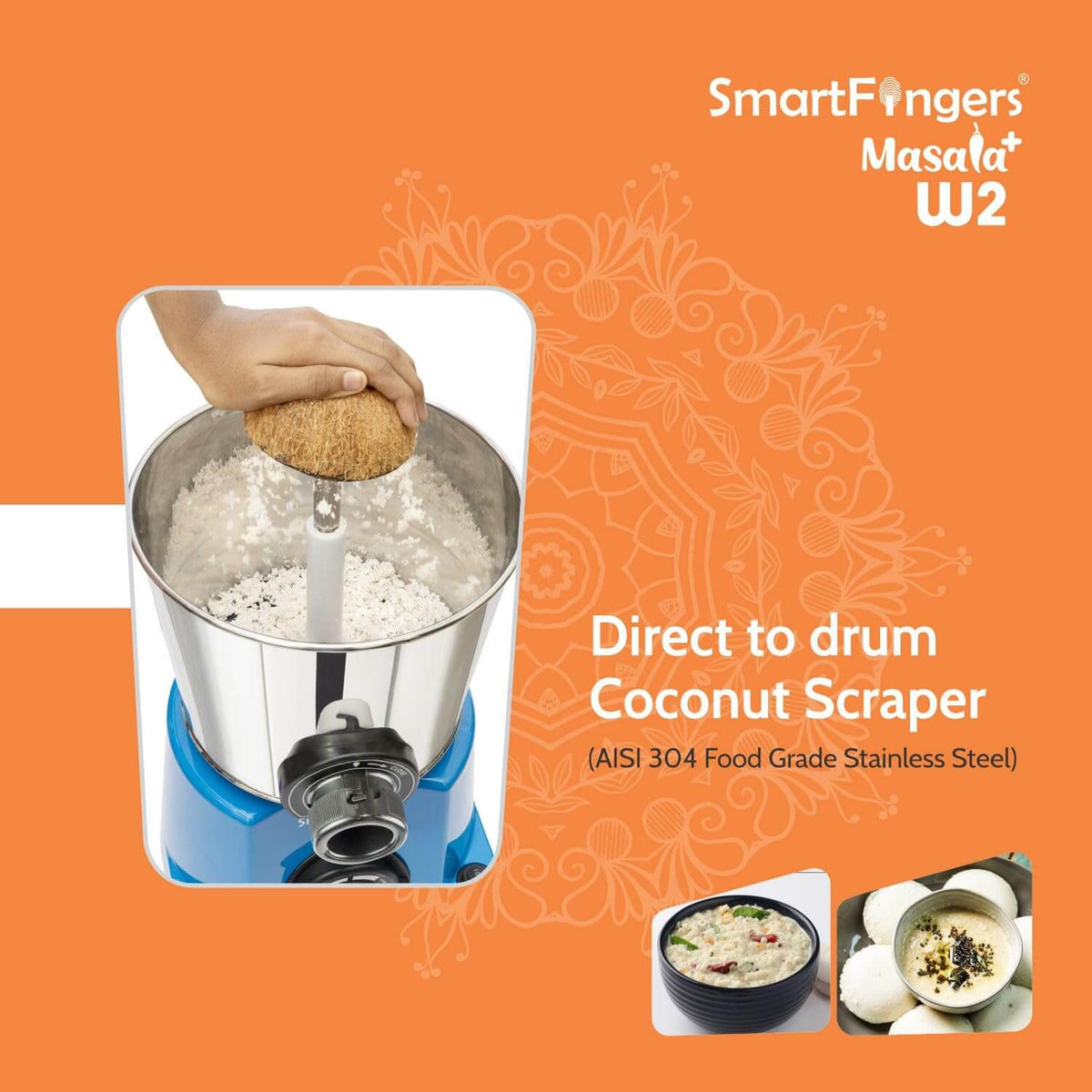 Professional wet masala grinder SmartFingers W2 for authentic Indian cooking