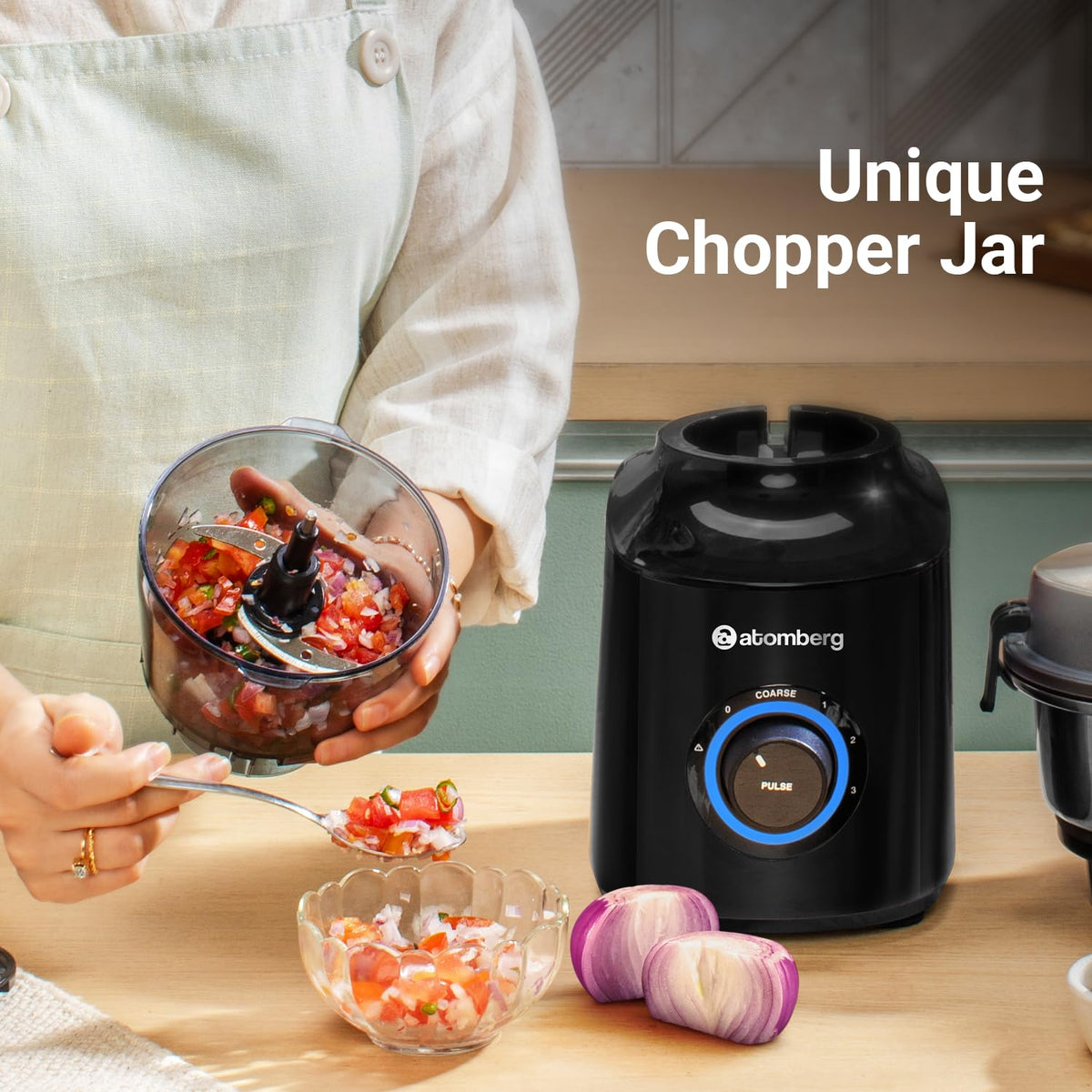 Atomberg Zenova Mixer Grinder with Unique Coarse Mode | Advanced Safety Features | 4 Jars including Chopper Jar with Hands Free Operation (Black)
