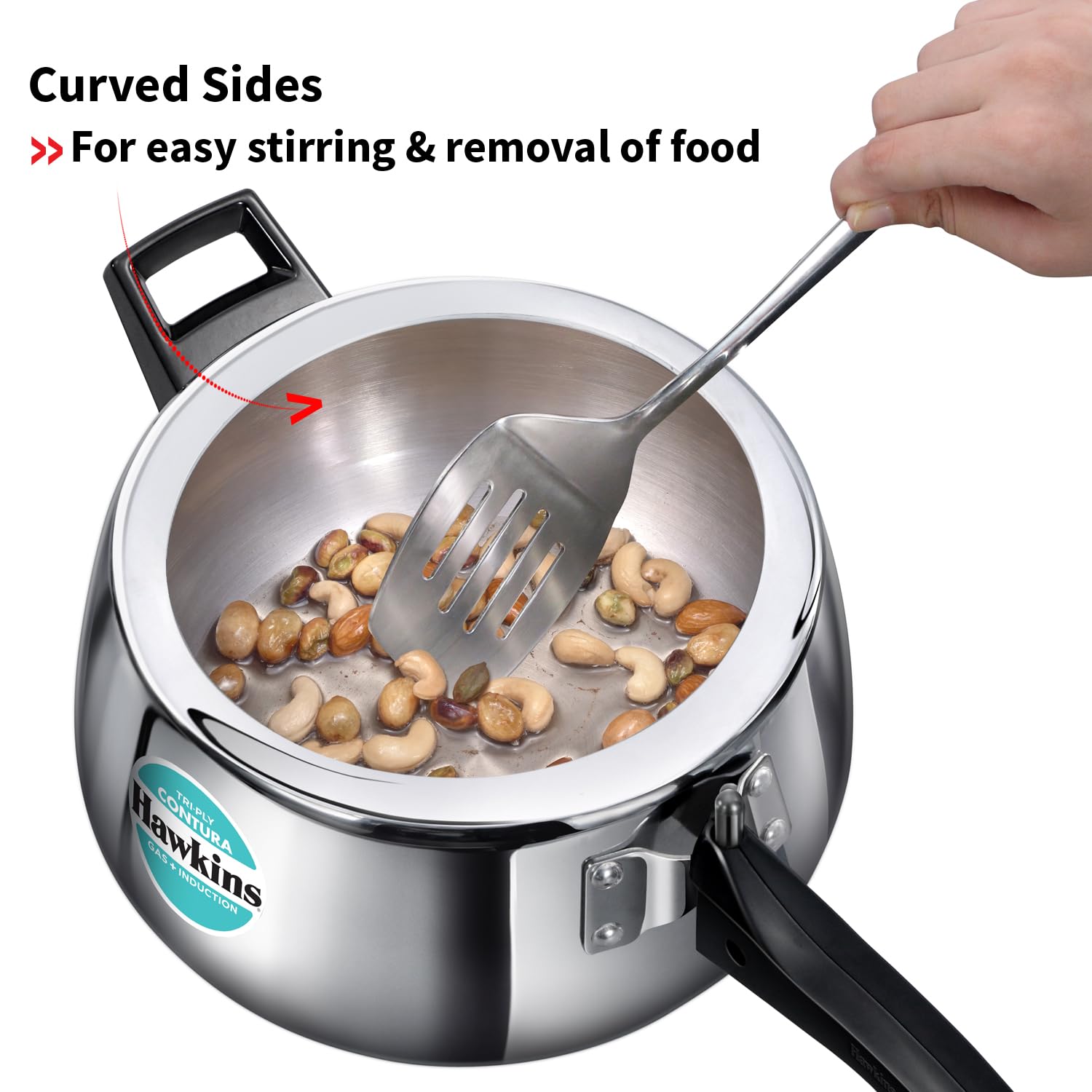 Hawkins 5 Litre Triply Contura Pressure Cooker – 3 mm Tri-Ply Stainless Steel, Gas & Induction (SSTCO50)