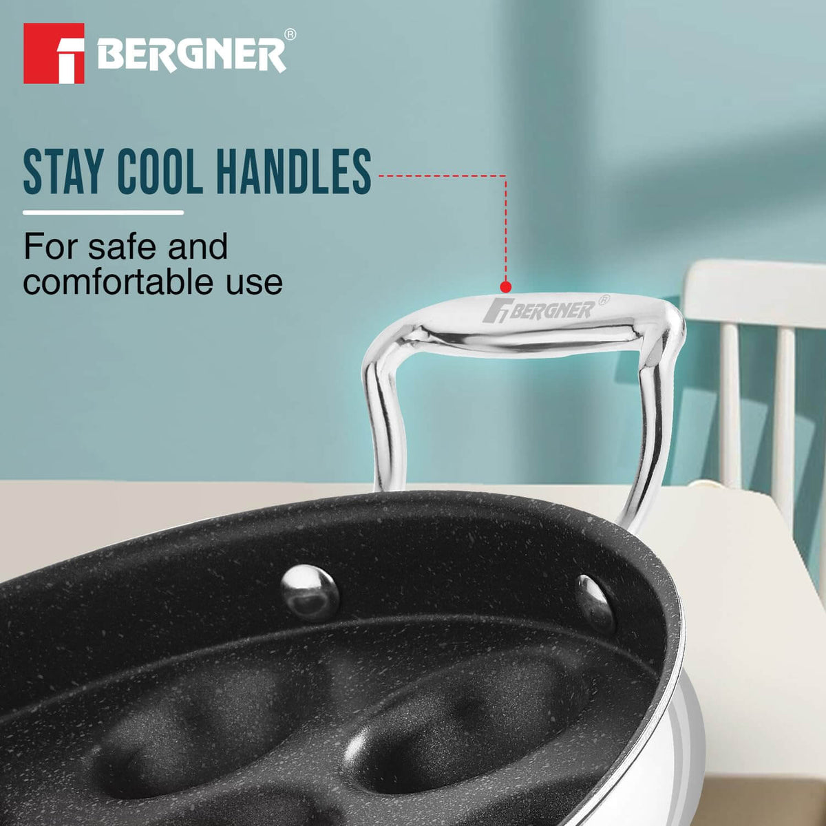 Round Paniyarakkal with Glass Lid – Bergner 25cm Tri-Ply Stainless Steel Cookware