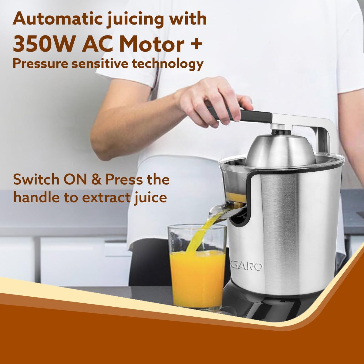 AGARO Regency Electric Citrus Juicer 350w Steel with Pulp Control