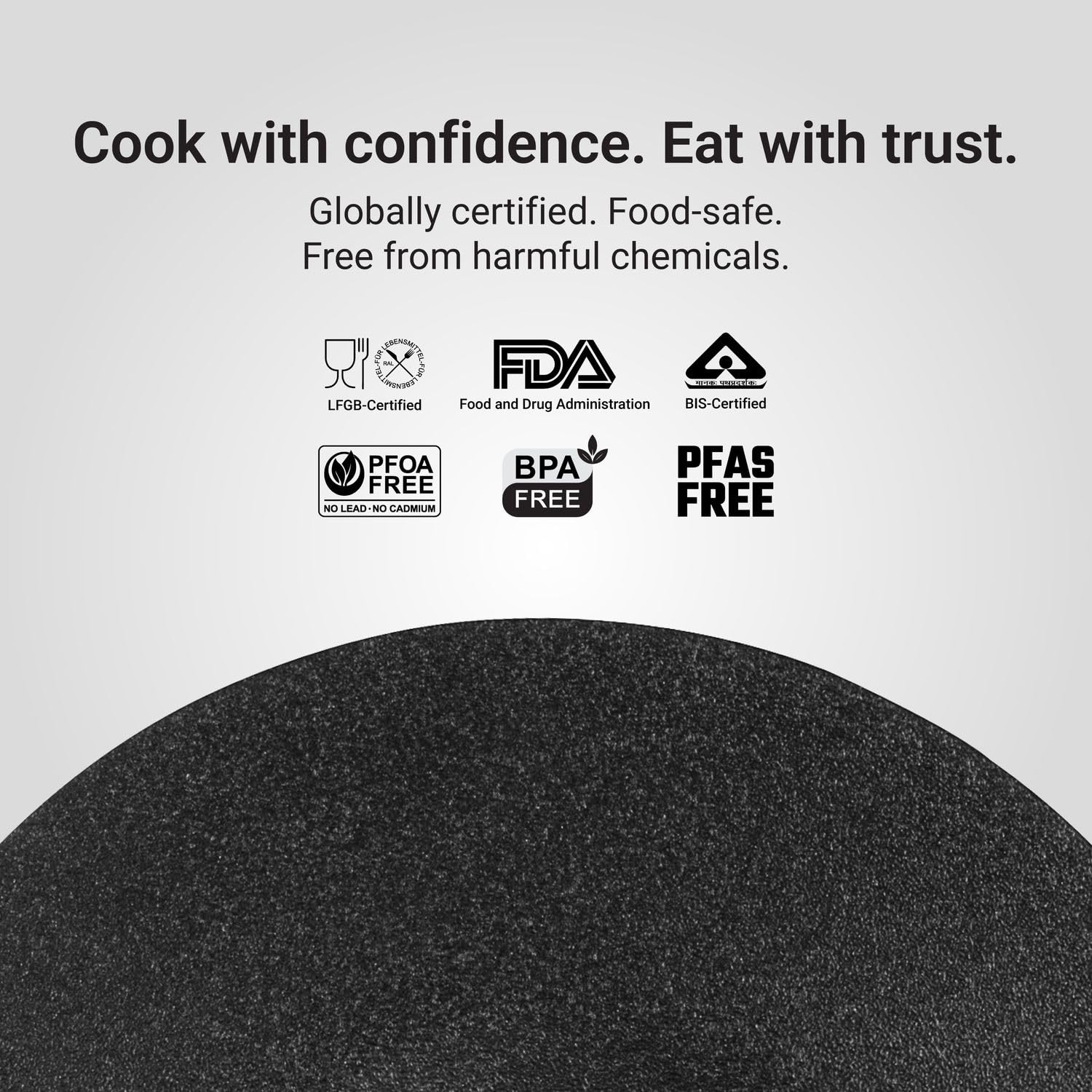 PEEK reinforced non-stick appam pan from Stahl safe for steel spatula
