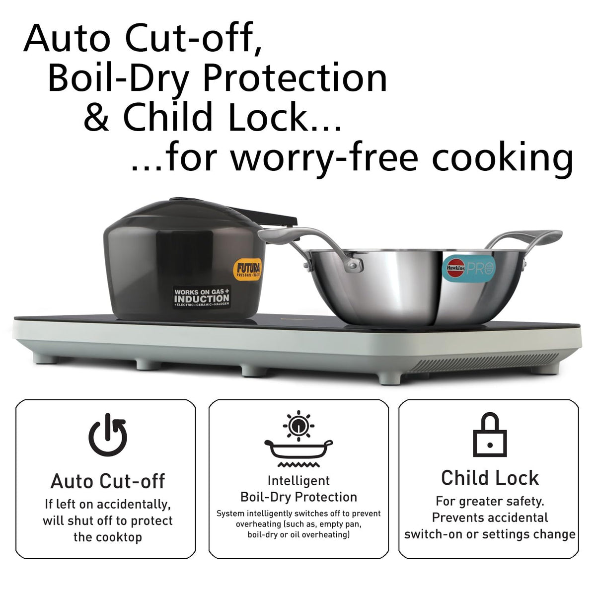 Futura FIC2A1 two burner induction cooktop with feather touch controls India aith auto cut off