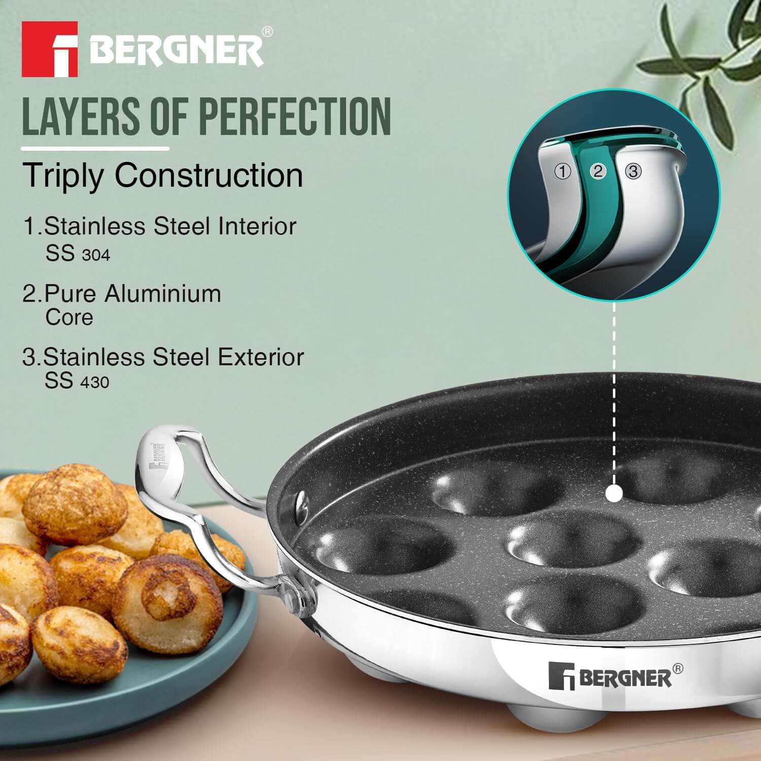 Oil-Free Cooking Paniyarakkal – Bergner Argent Samsara Non-Stick Paniyaram Pan