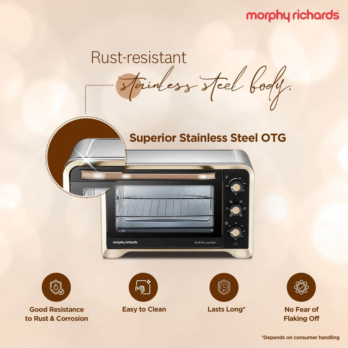 Morphy Richards 30 litre OTG convection oven in gold and black finish