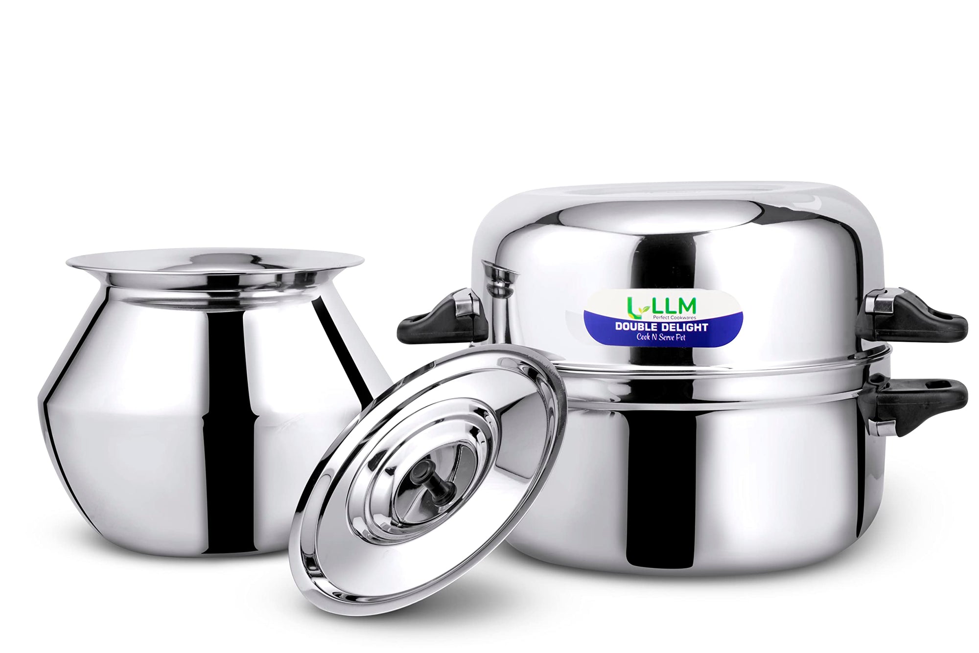 LLM Stainless Steel Double Delight Cook and Serve Pot Thermal Rice Cooker 1.0 Kg, Silver