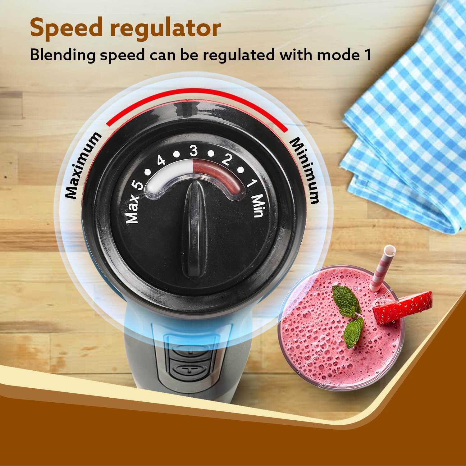 AGARO 1000W Immersion Blender with dual speed modes and ergonomic design