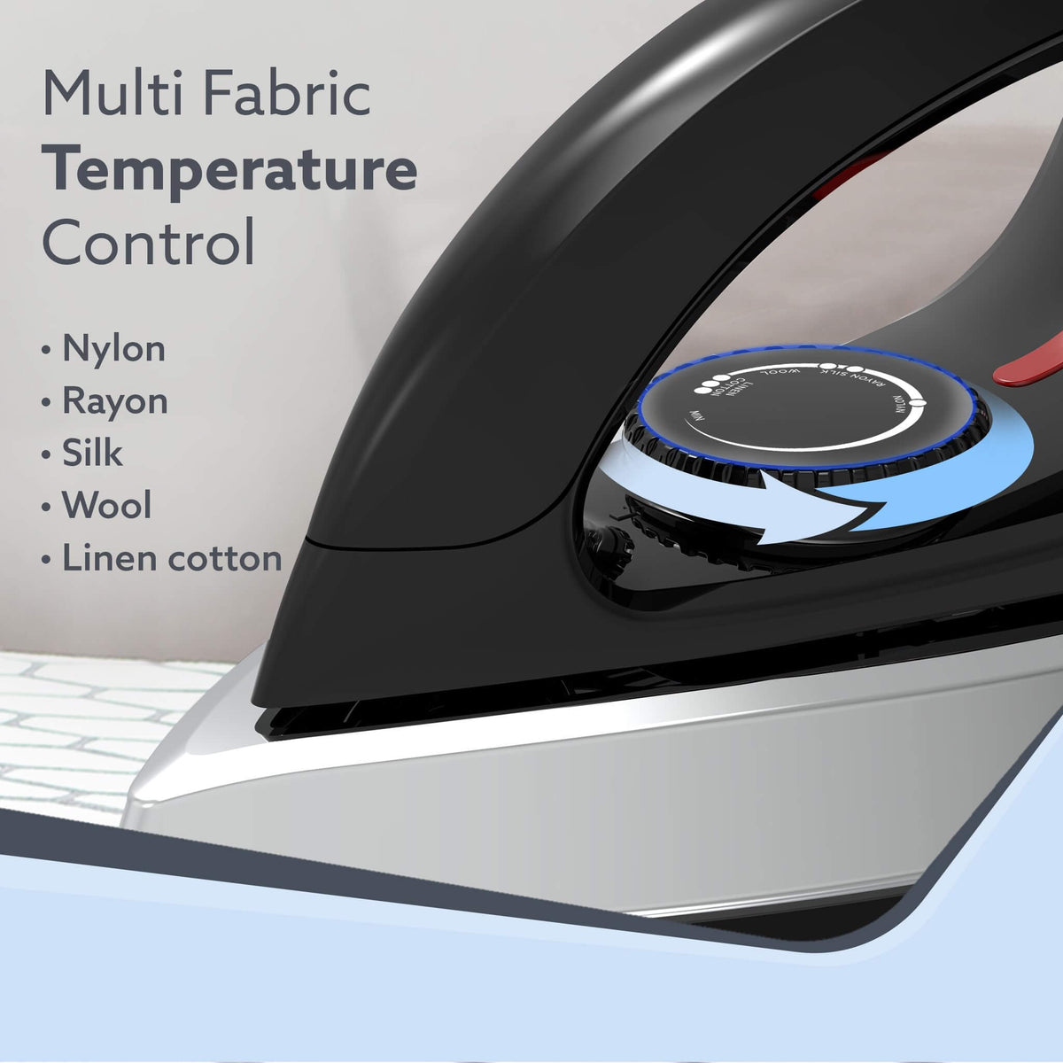 Black AGARO electric iron with ergonomic handle and non-stick sole plate