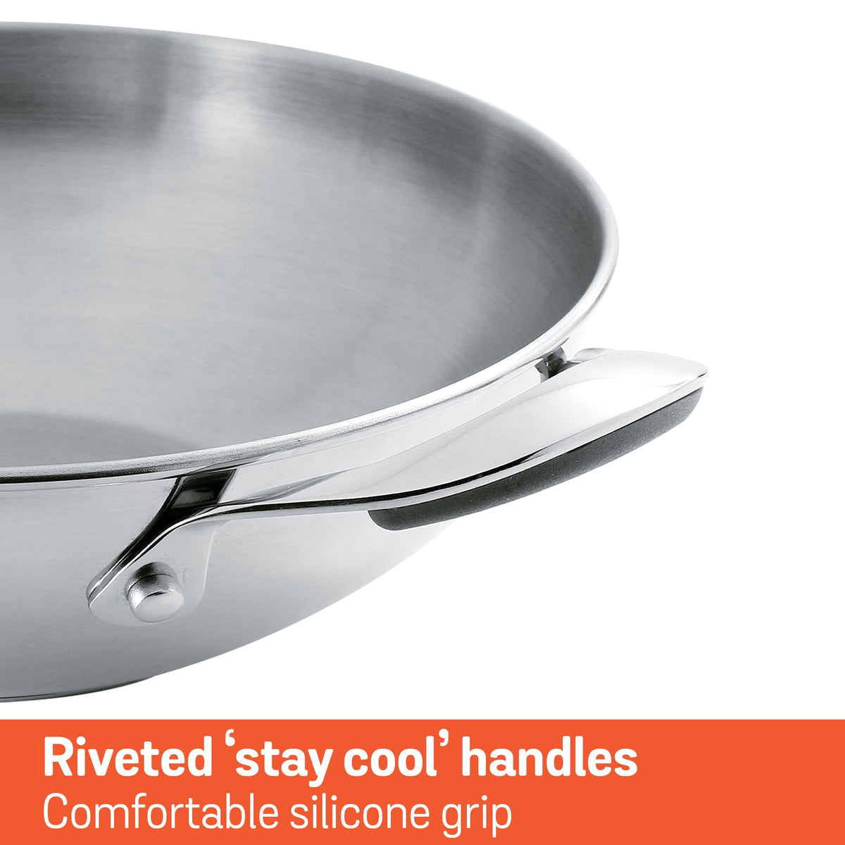 Meyer Select Stainless Steel Kadai 30cm / 4 Litre with Glass Lid — 5mm Sandwich Base, Induction Ready