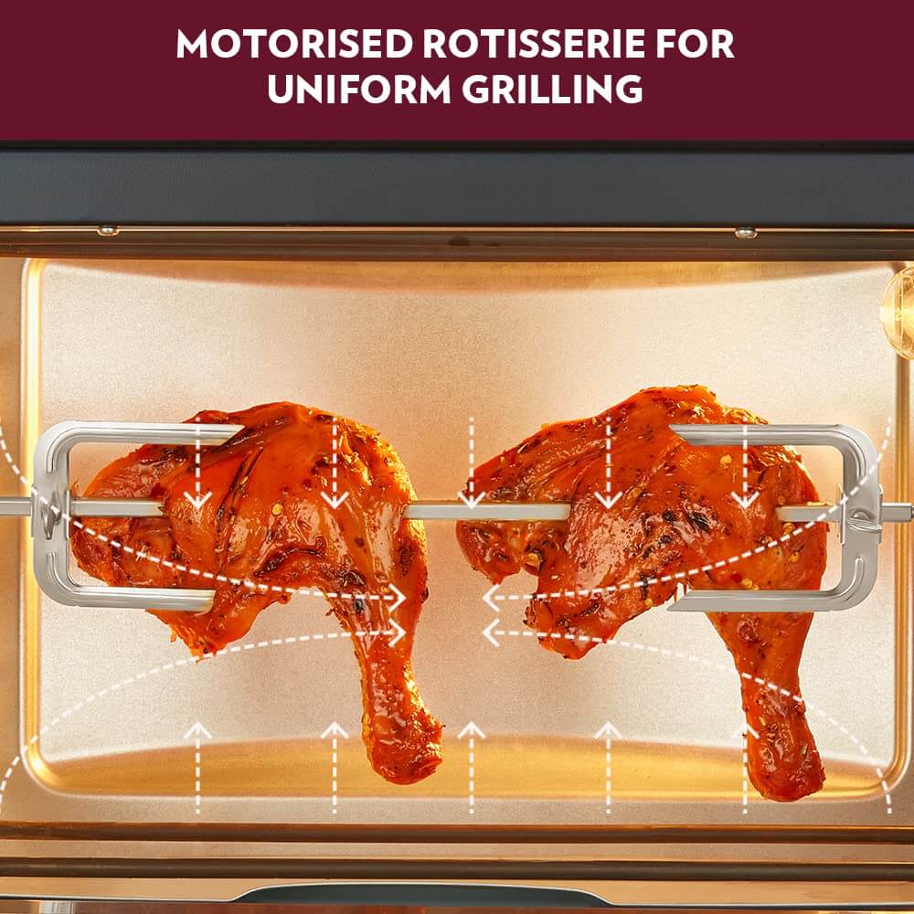 Borosil Prima 24L OTG | Motorized Rotisserie & Convection Heating | 5 Heating Modes