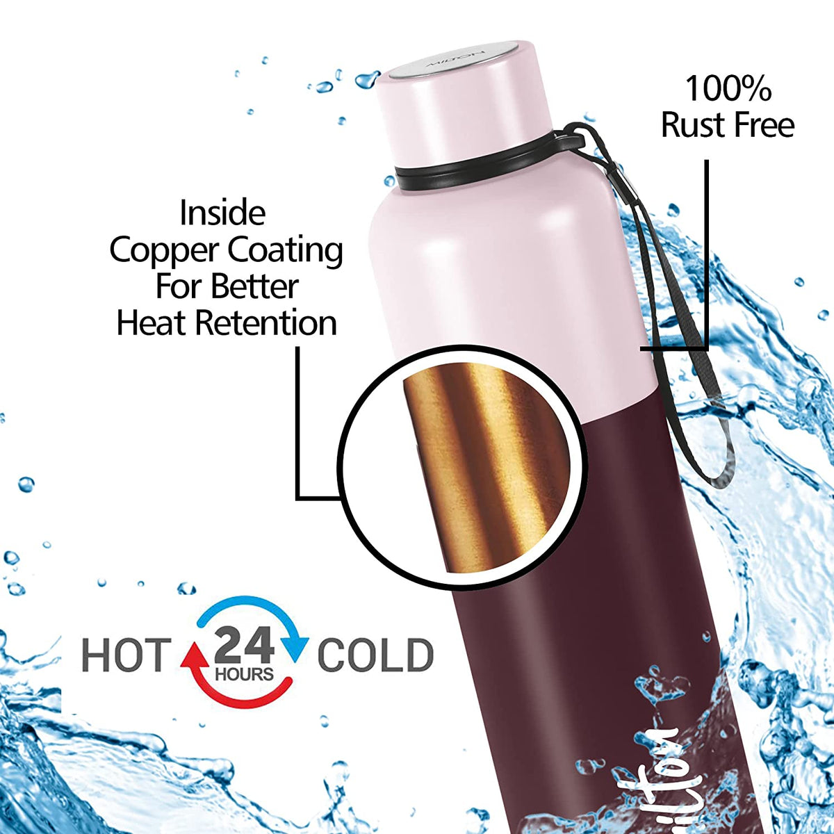 Milton Ancy 1000 Thermosteel Water Bottle, 1050 ml