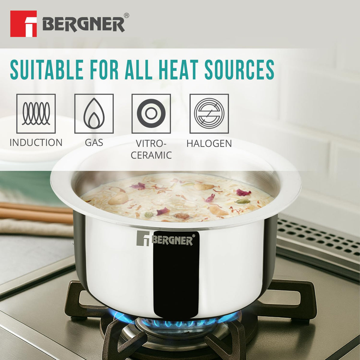 Premium 3-piece cookware set with measurement markings and stay-cool handles