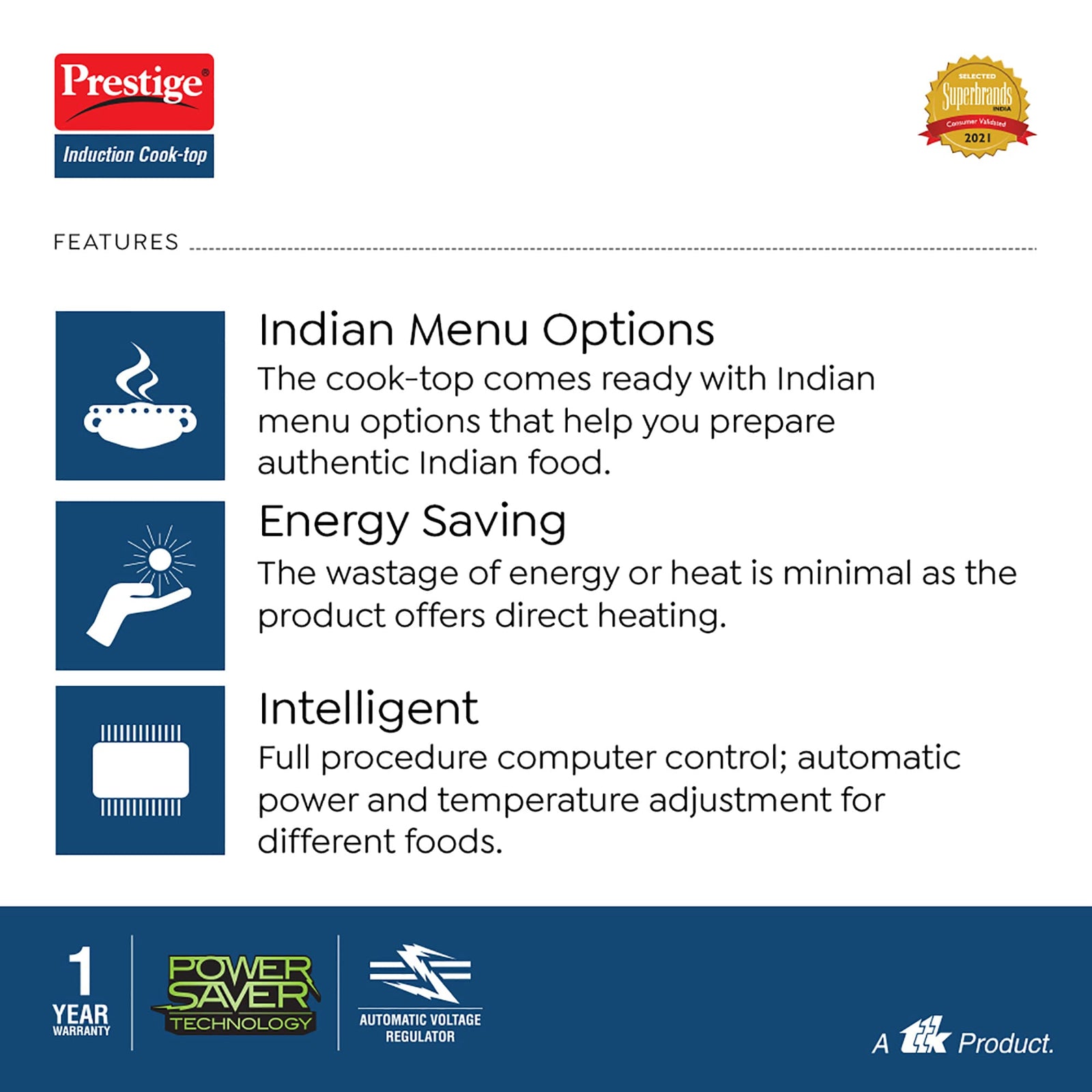 Prestige Induction Cooktop Xpress with 4KV Surge Protection and Energy Saving Feature