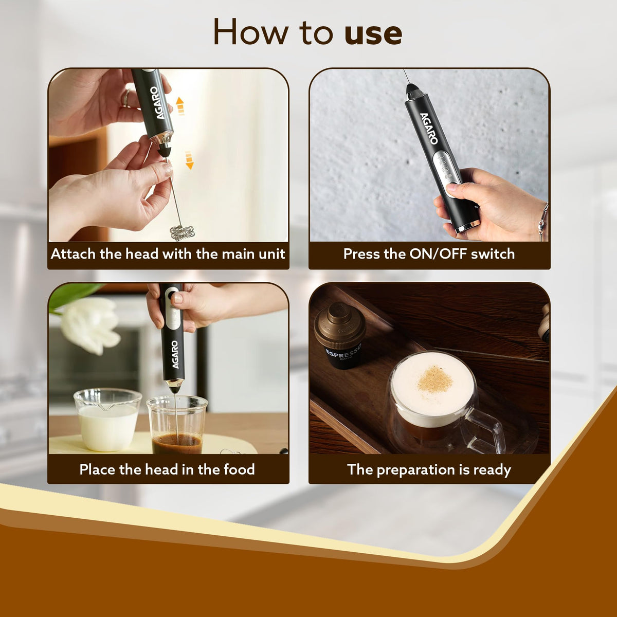 AGARO Royal Milk Frother showcasing its 3 adjustable speeds