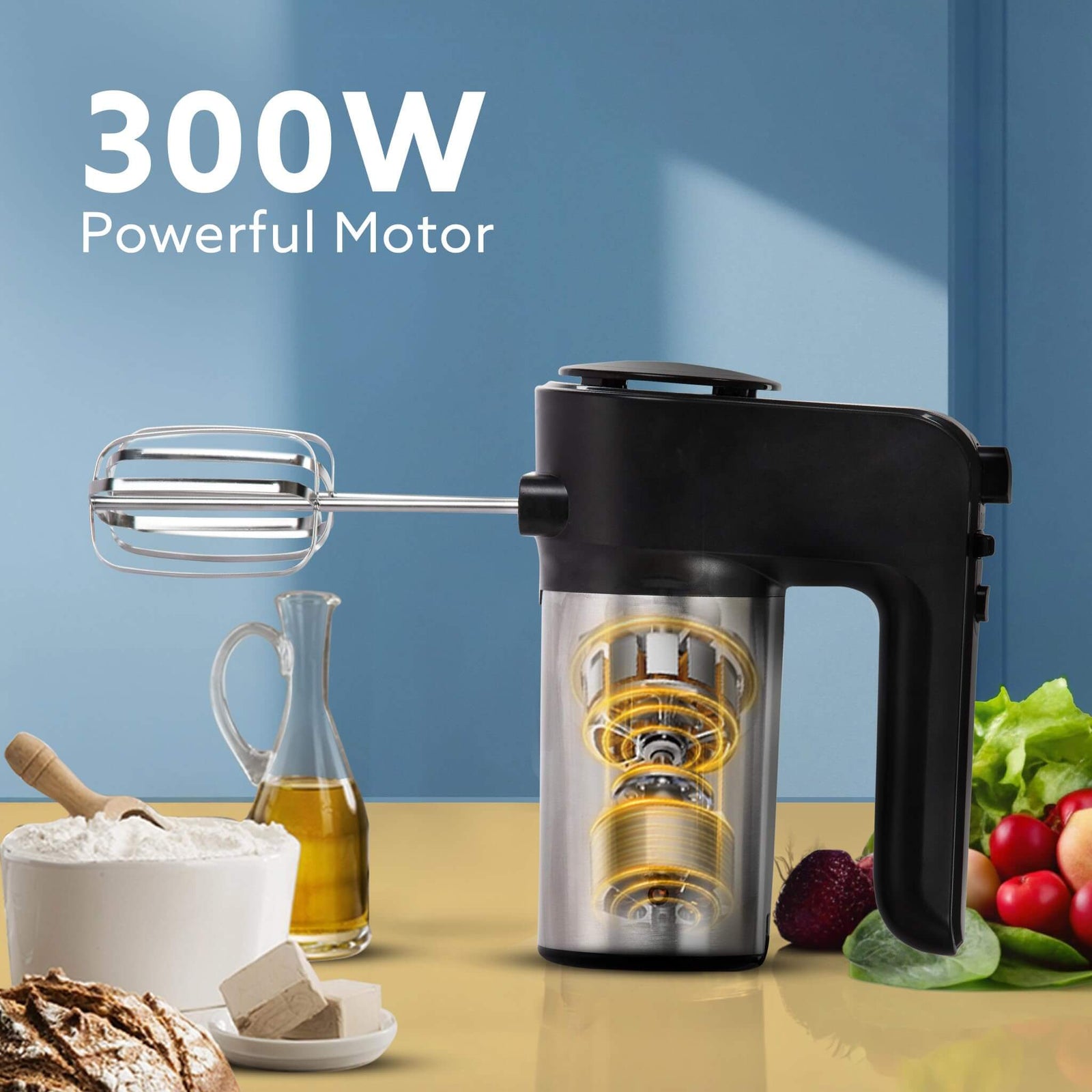 Premium stainless steel electric beater with multiple speed settings