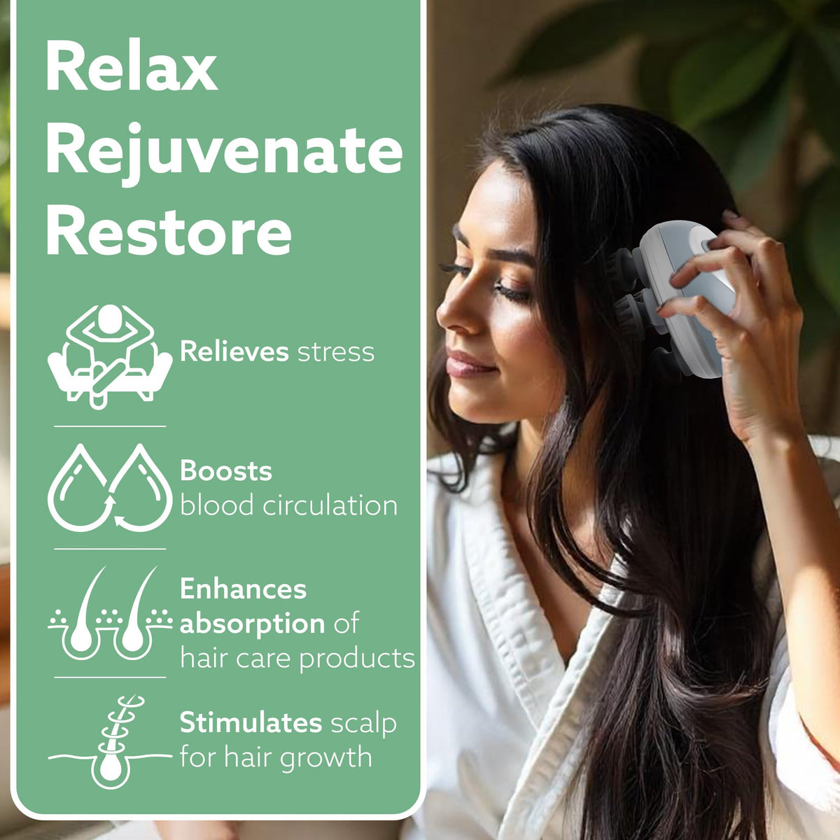 AGARO electric scalp massager relax rejuvenate restore relieves stress boosts blood circulation stimulates hair growth