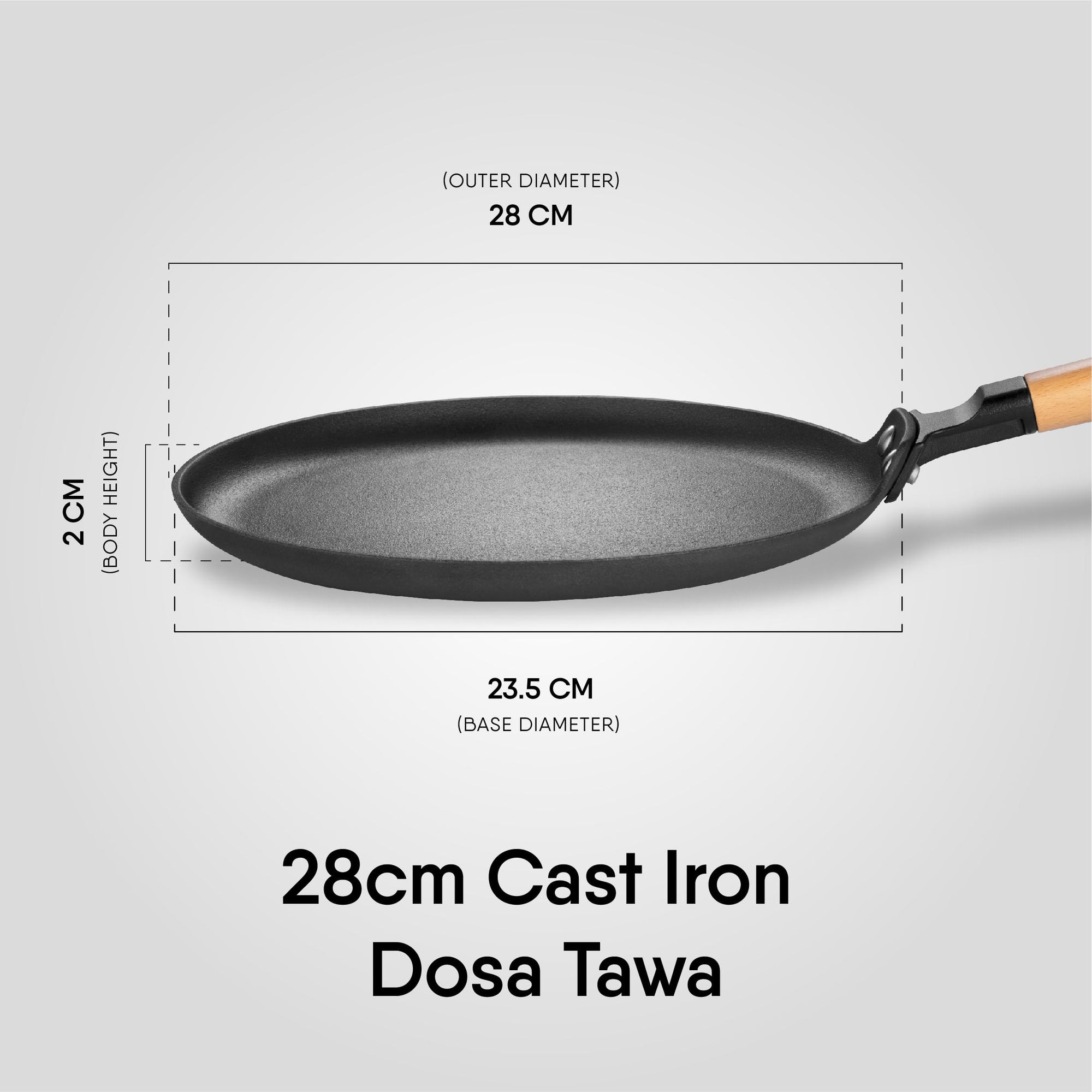 Stahl Blacksmith Cast Iron Dosa Tawa | Pre-Seasoned Induction Pan