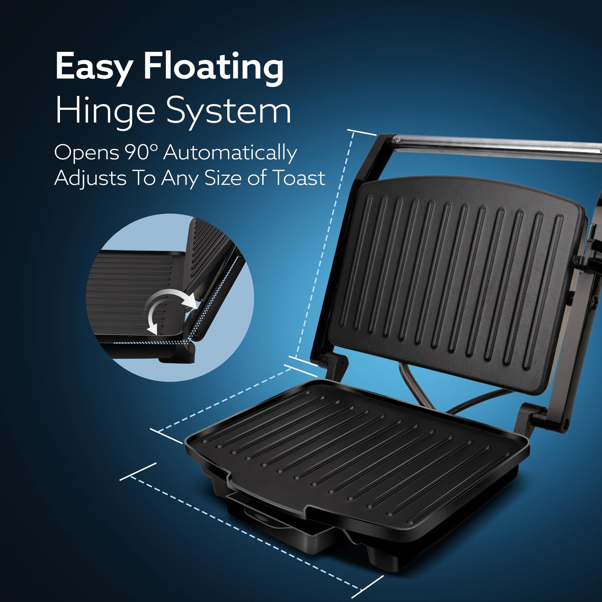1000W AGARO Royal 3-in-1 panini press grill sandwich maker with indicator lights