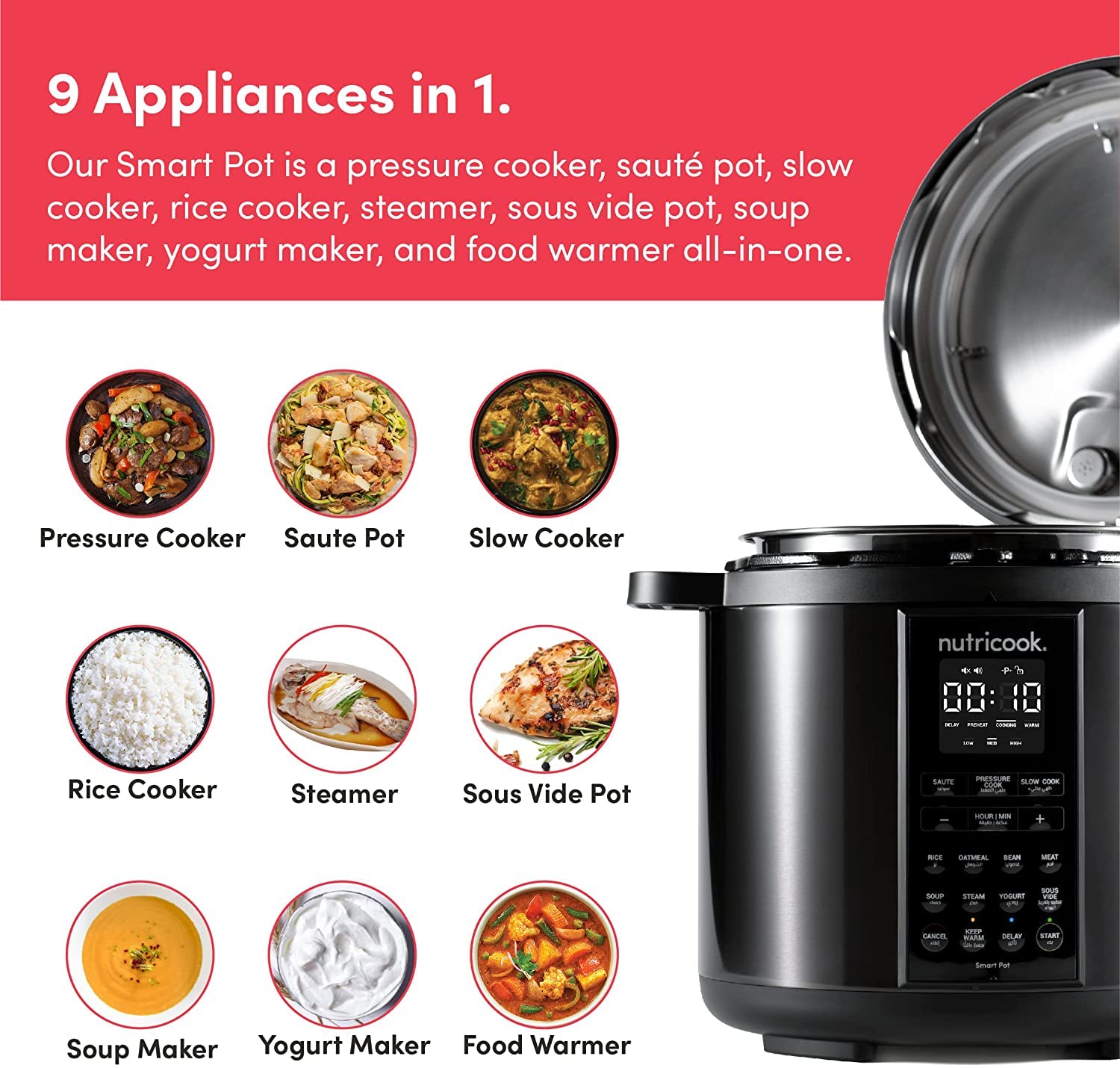 Nutricook Smart Pot 2 food-grade 304 stainless steel inner pot placed in dishwasher showing dishwasher-safe design