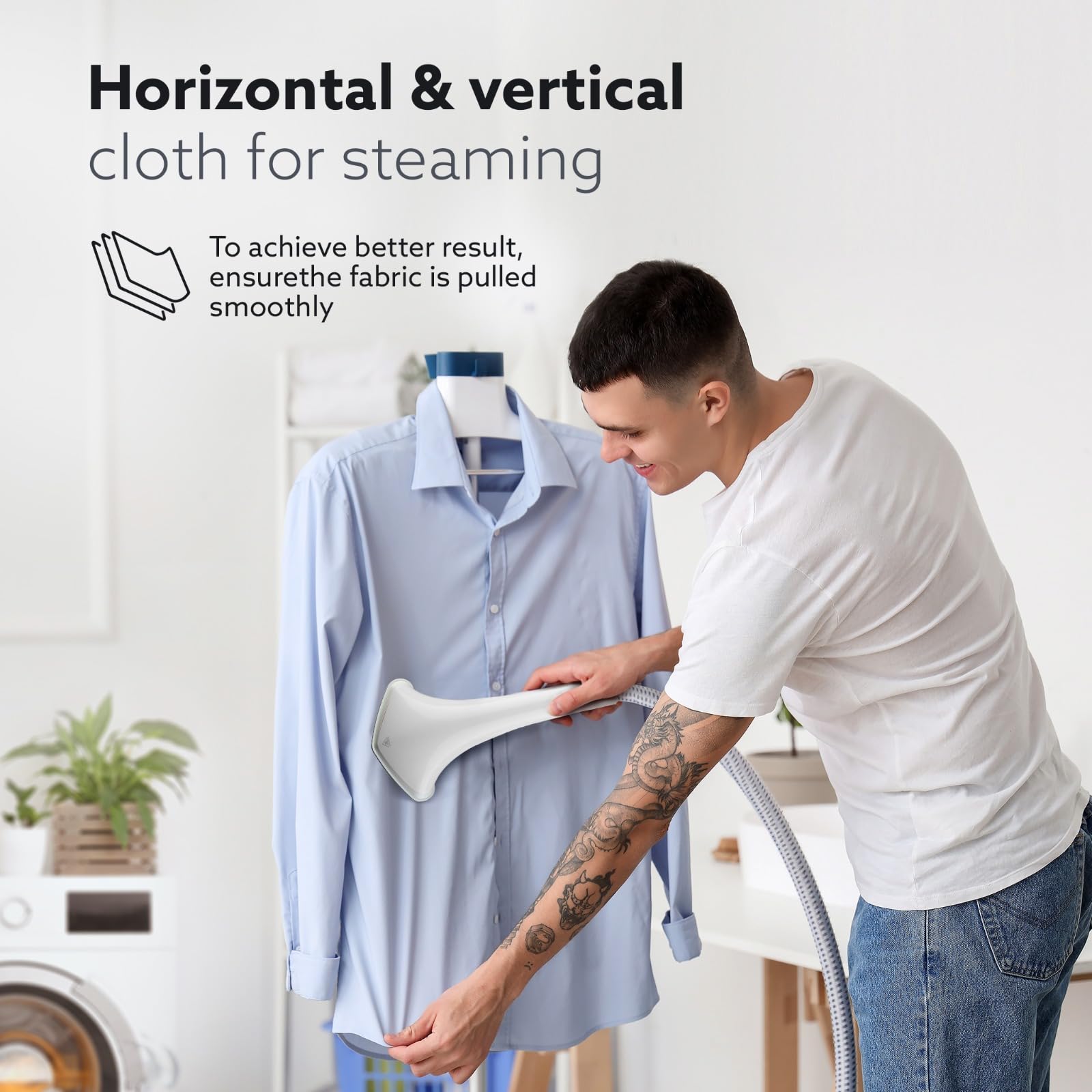 AGARO Grand 2000W Standing Garment Steamer with Adjustable Iron Board, 1.8L Water Tank, Fast Steaming - White