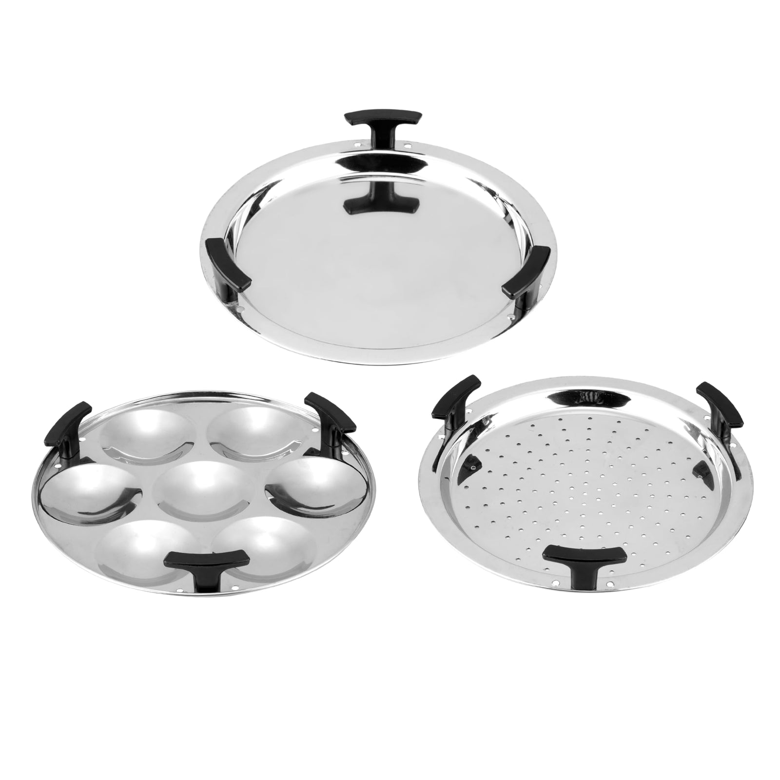 Vinod Platinum triply stainless steel multi kadai and idli maker with 5 plates