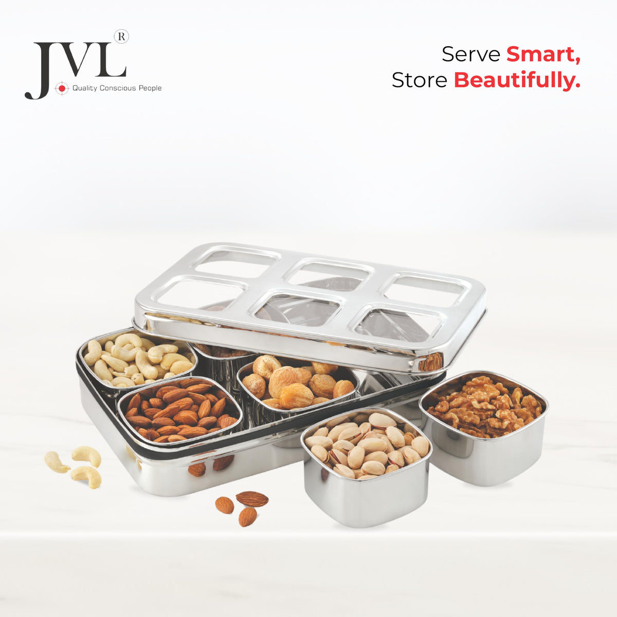 JVL Vista see-through dry fruit storage container for snacks and chocolates
