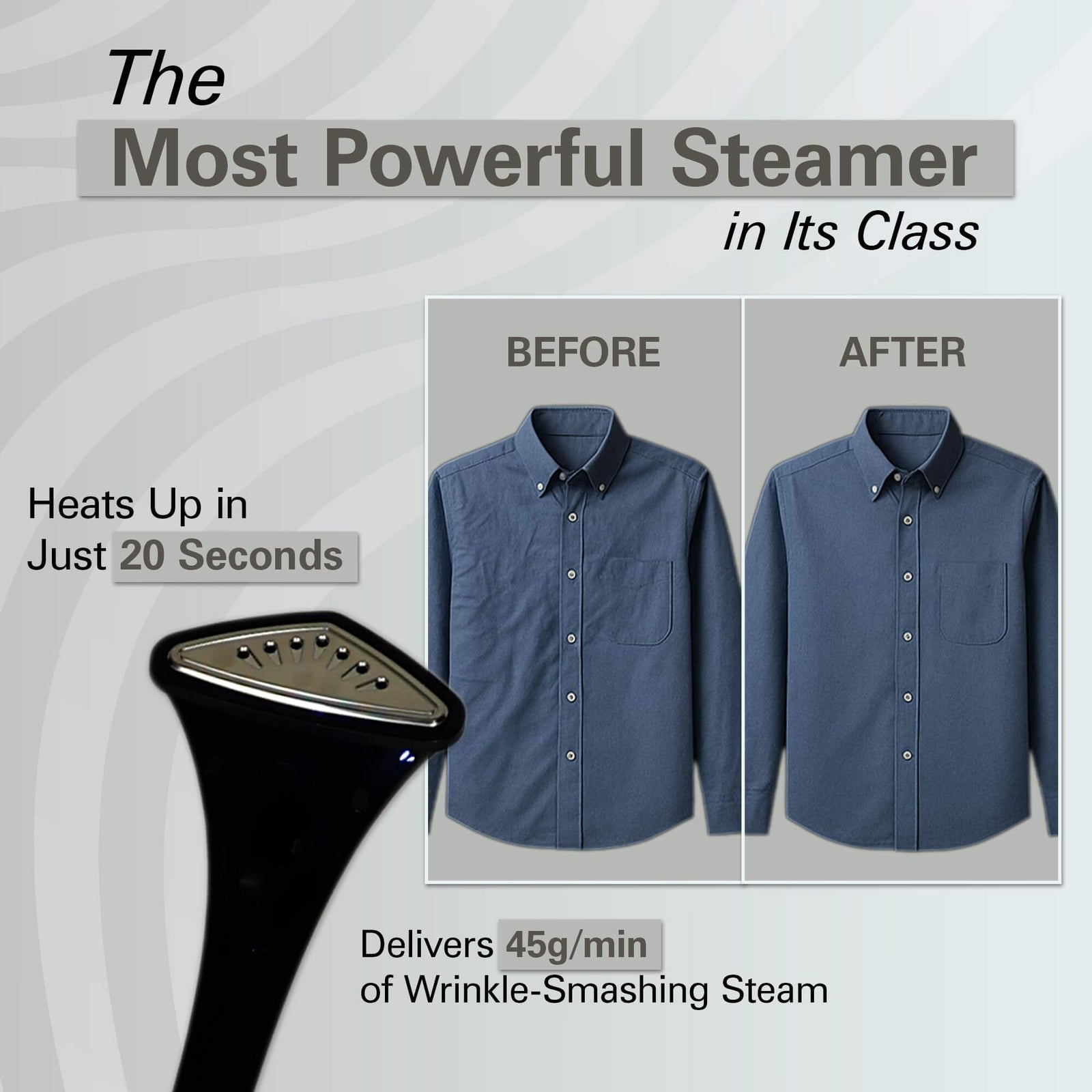 Hamilton Beach garment steamer with quick 20-second heat-up technology