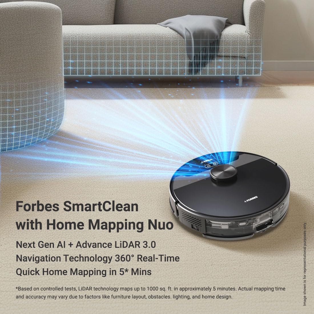 Eureka Forbes SmartClean Nuo Robotic Vacuum Cleaner | 5000Pa, LiDAR 3.0, 5-Hour Runtime