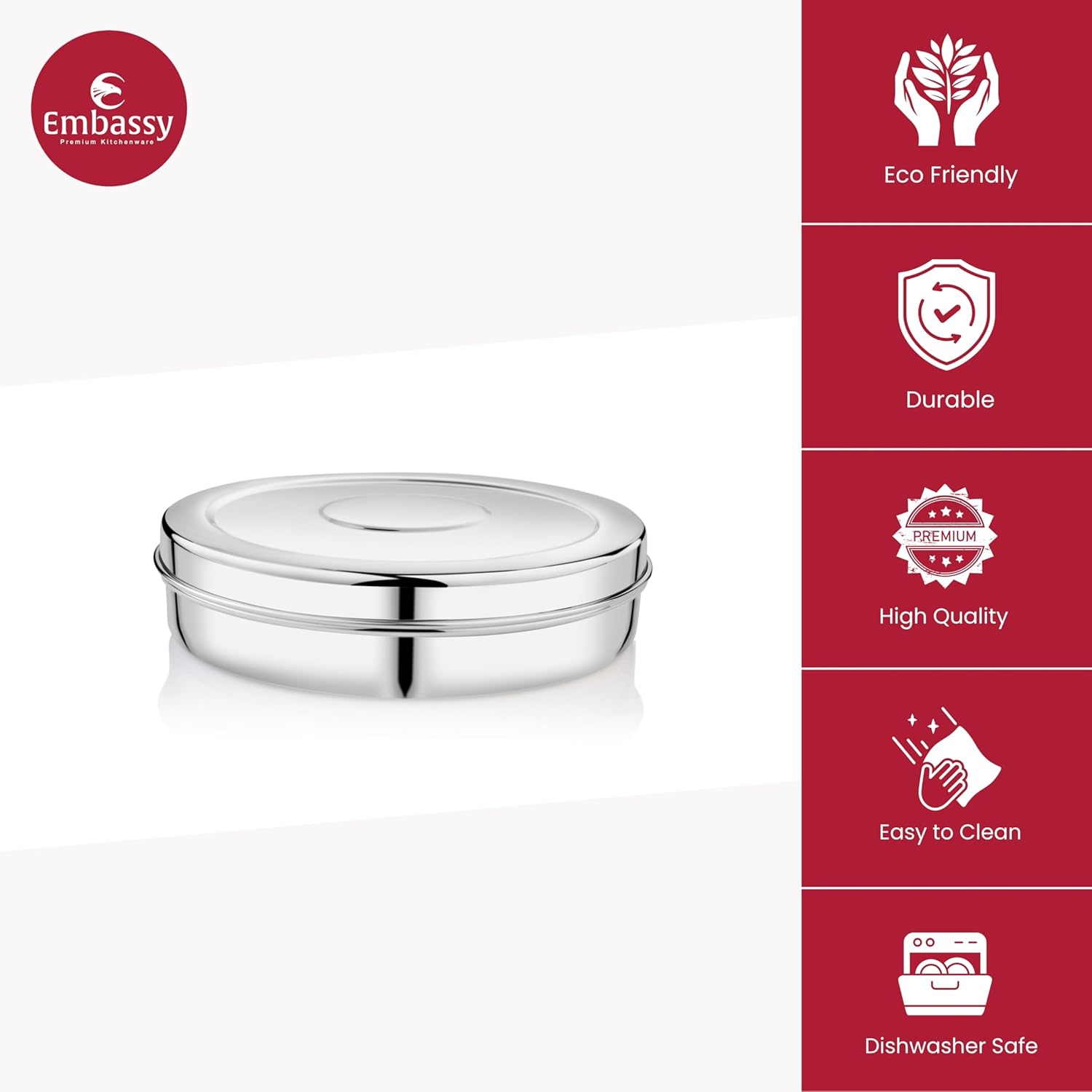 Embassy Chapati Box Sleek (1650 ml; Size 13) - Multipurpose Stainless Steel Container