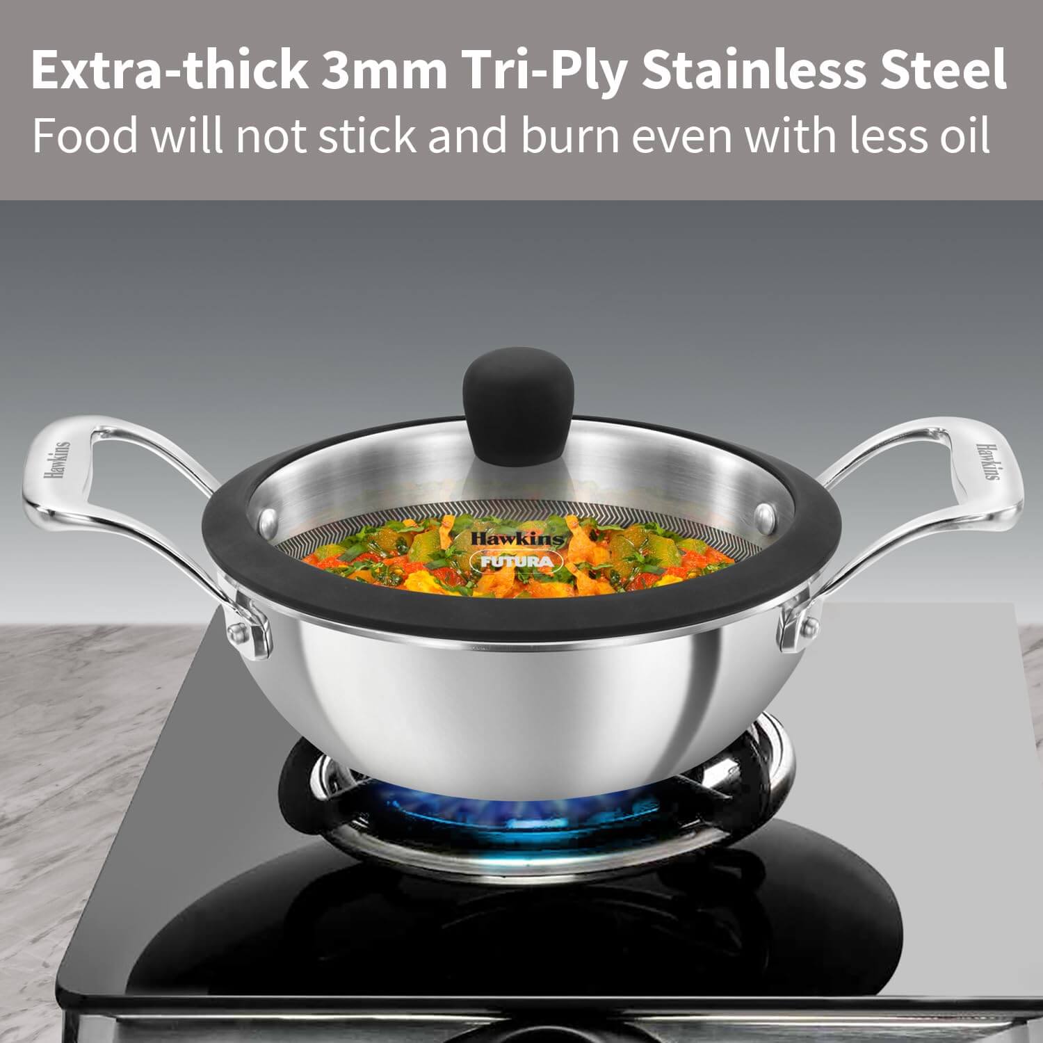 Multipurpose Nonstick Kadhai for Indian Cooking - Even Heat Distribution & Sturdy Build