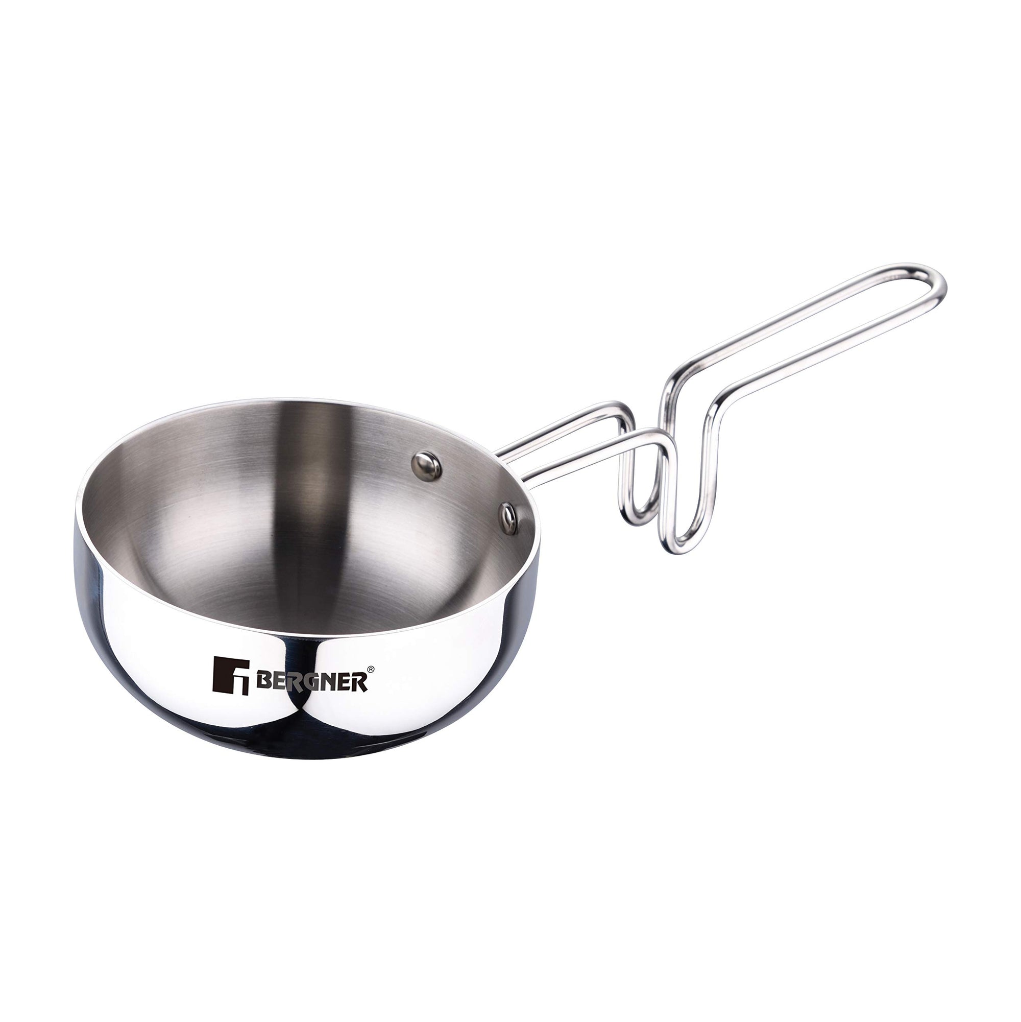 Bergner Argent Triply 12 cm Tadka Pan, 0.5L - Stay Cool Handle, Induction & Gas Compatible