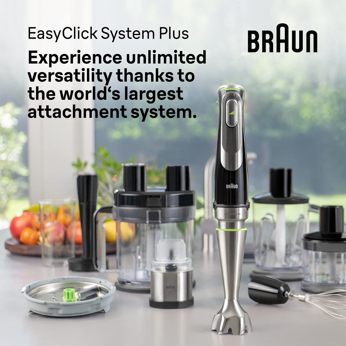 Braun MultiQuick 9 immersion blender with 2L food processor and 500ml chopper attachments
