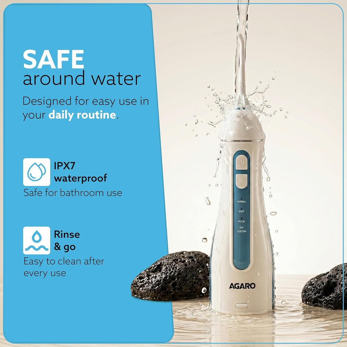 AGARO Ultra Plus Cordless Water Flosser, 200 ml Tank, 4 Cleaning Modes, 5 Nozzles, IPX7 Waterproof Oral Irrigator