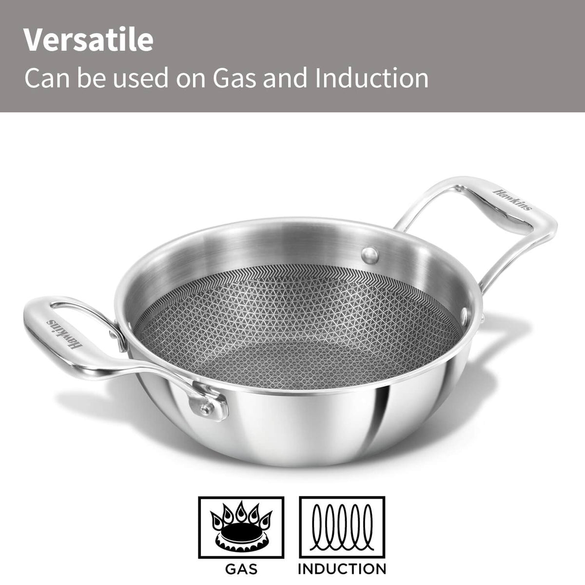 Hawkins Deep-Fry Pan 1.5L - Scratch-Resistant & Safe for Metal Utensils